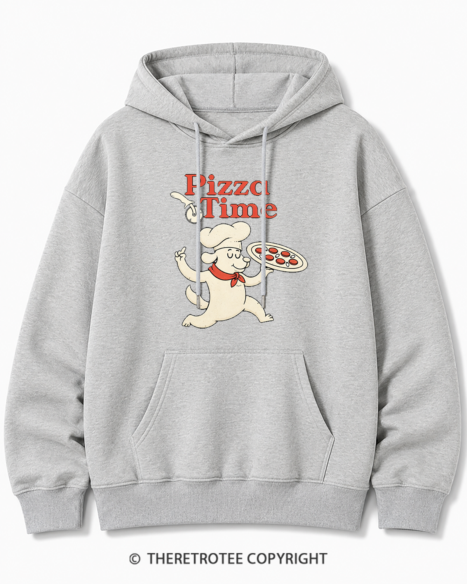 TheRetroTee Happy Dog Pizza Time 1970s Cotton Hoodie