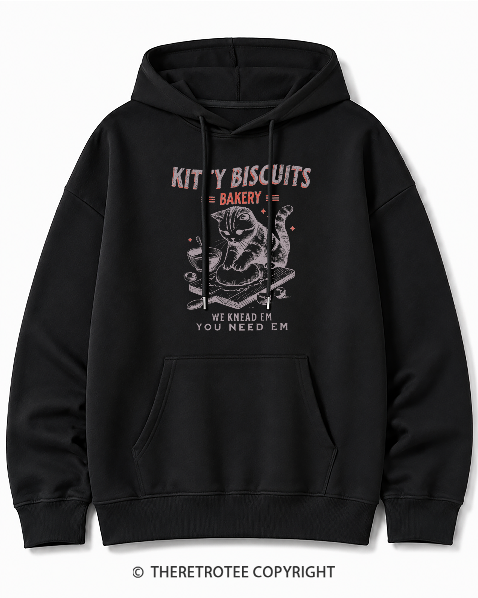 TheRetroTee Kitty Biscuits Bakery 1950s Cotton Hoodie