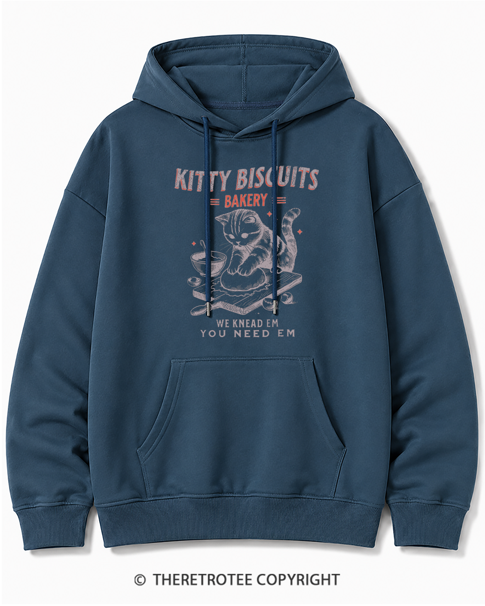 TheRetroTee Kitty Biscuits Bakery 1950s Cotton Hoodie
