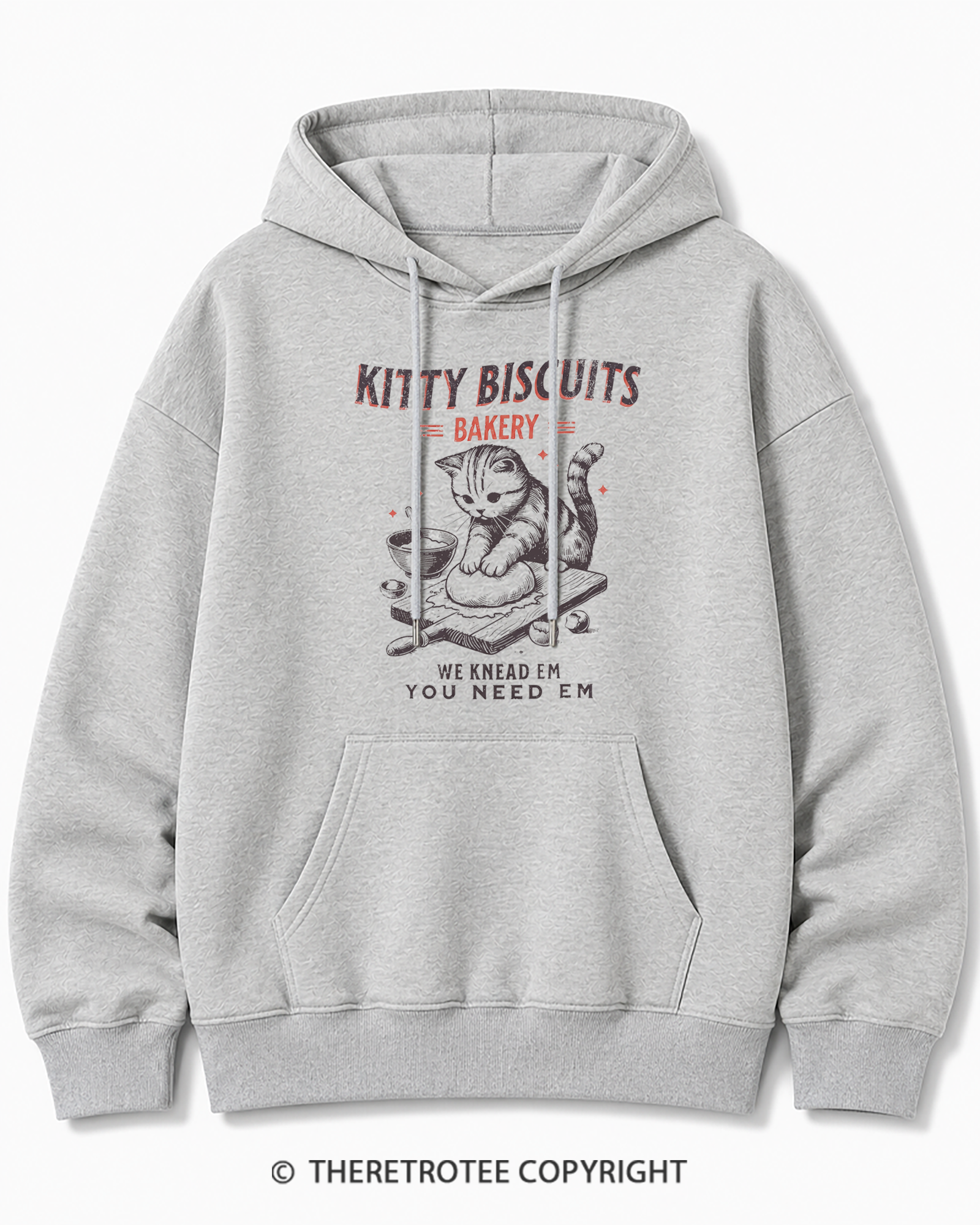 TheRetroTee Kitty Biscuits Bakery 1950s Cotton Hoodie