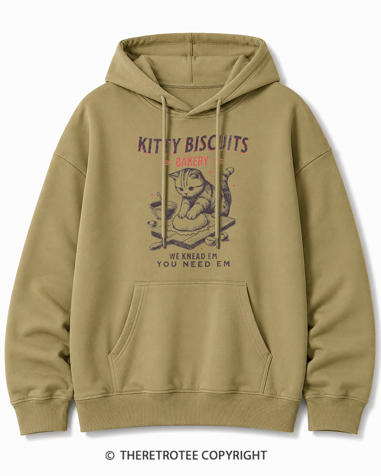 TheRetroTee Kitty Biscuits Bakery 1950s Cotton Hoodie