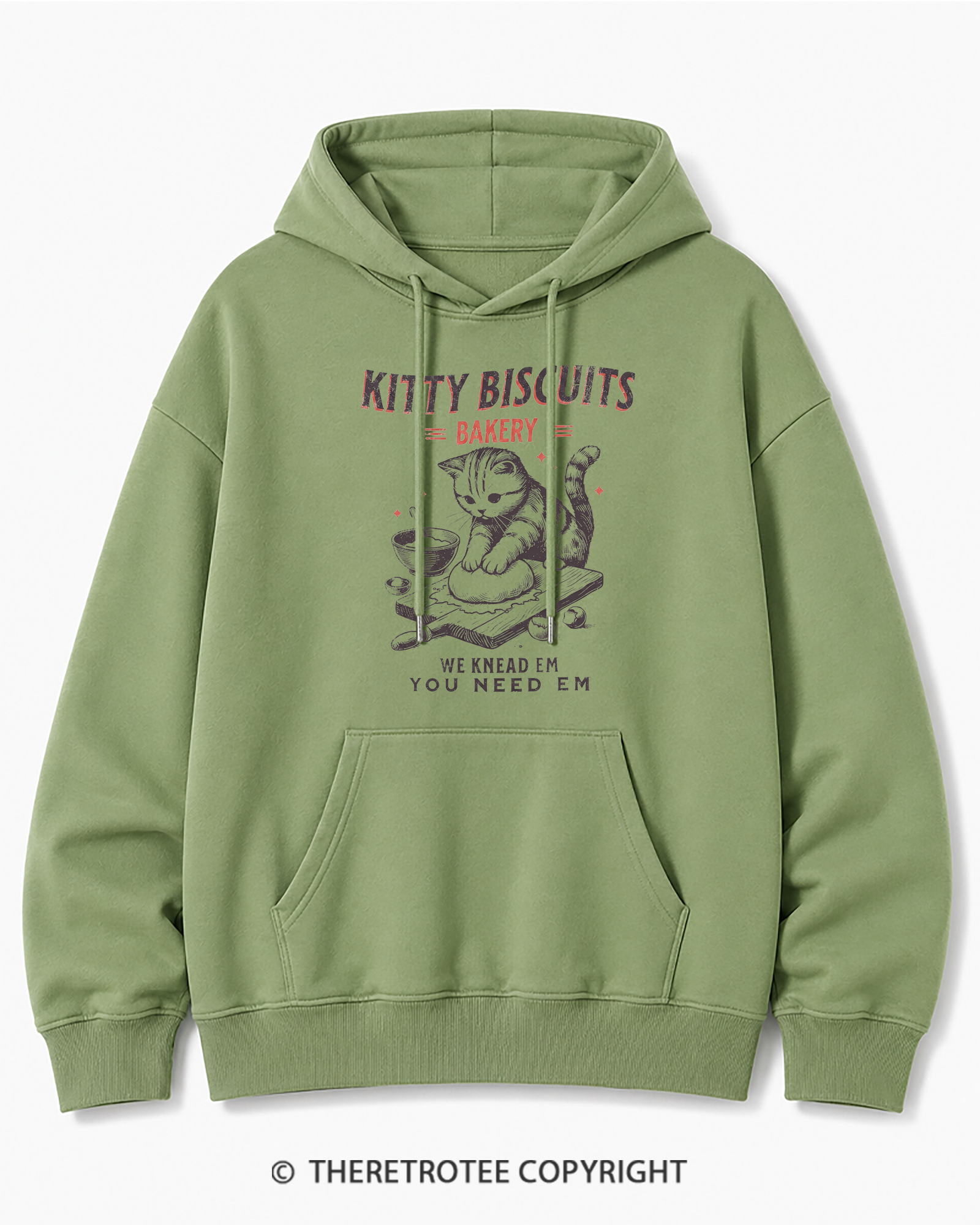 TheRetroTee Kitty Biscuits Bakery 1950s Cotton Hoodie