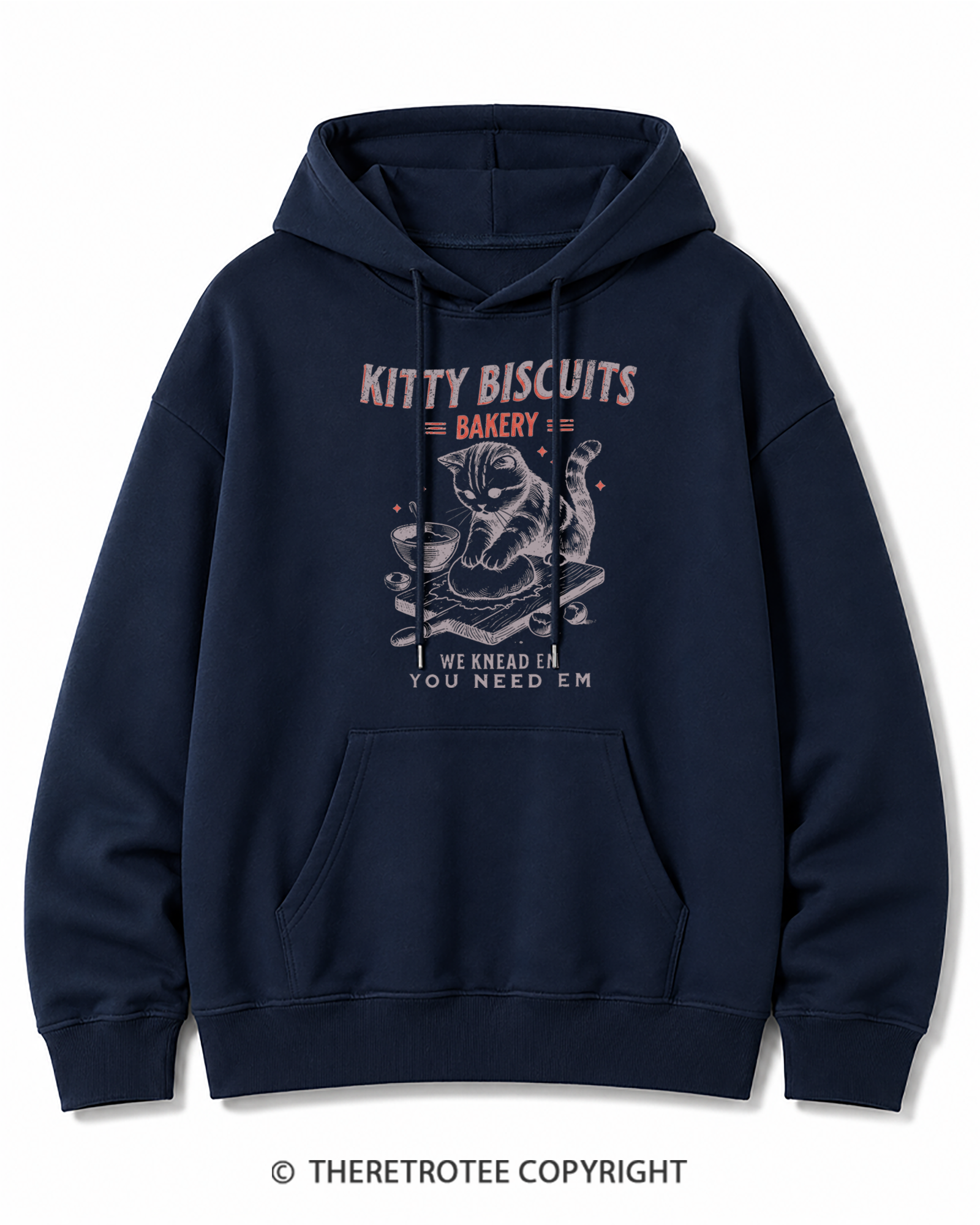TheRetroTee Kitty Biscuits Bakery 1950s Cotton Hoodie
