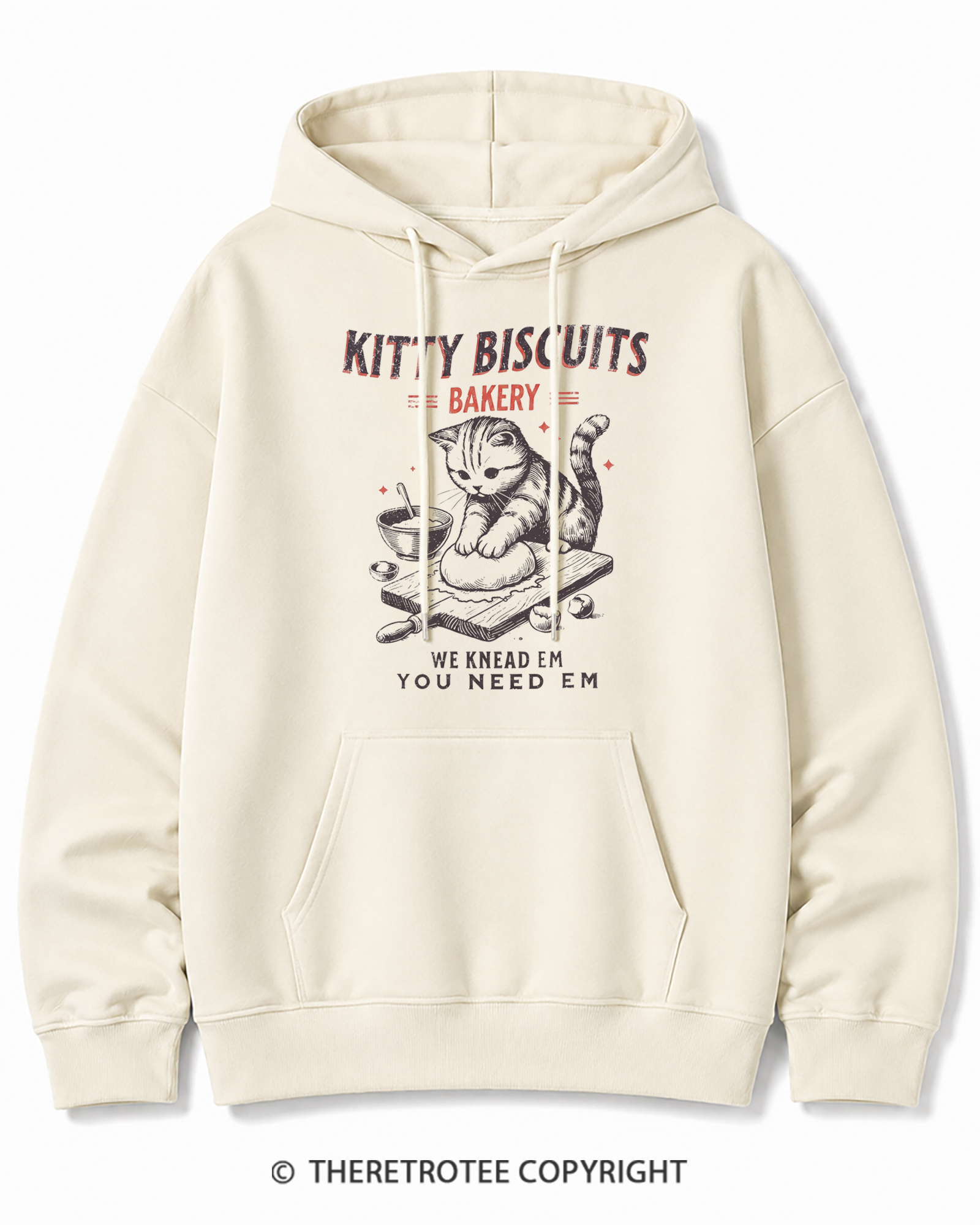 TheRetroTee Kitty Biscuits Bakery 1950s Cotton Hoodie