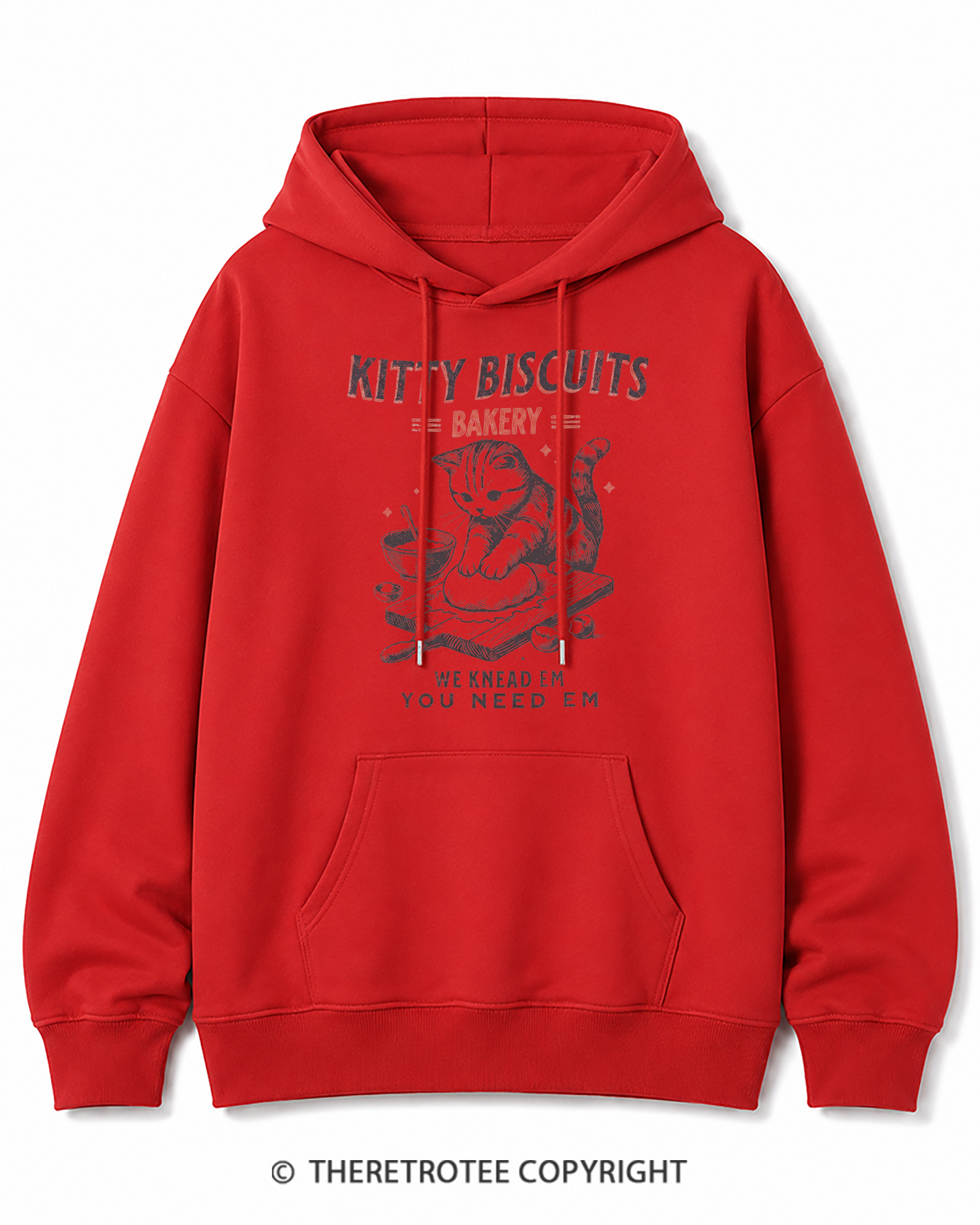 TheRetroTee Kitty Biscuits Bakery 1950s Cotton Hoodie