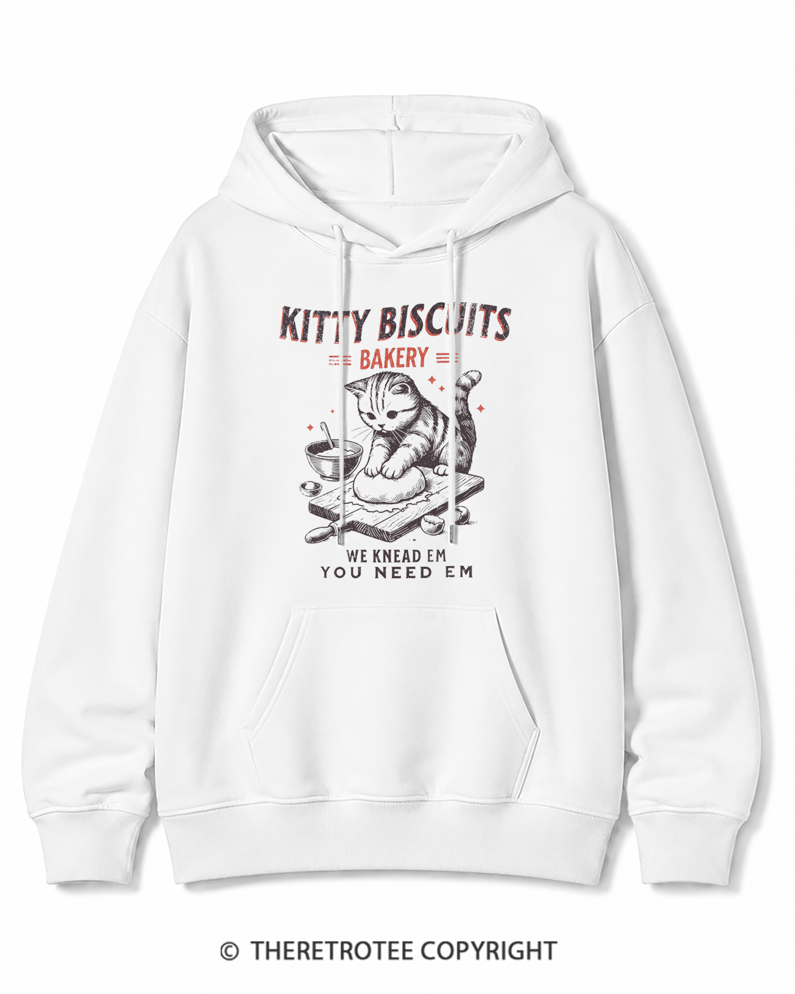 TheRetroTee Kitty Biscuits Bakery 1950s Cotton Hoodie