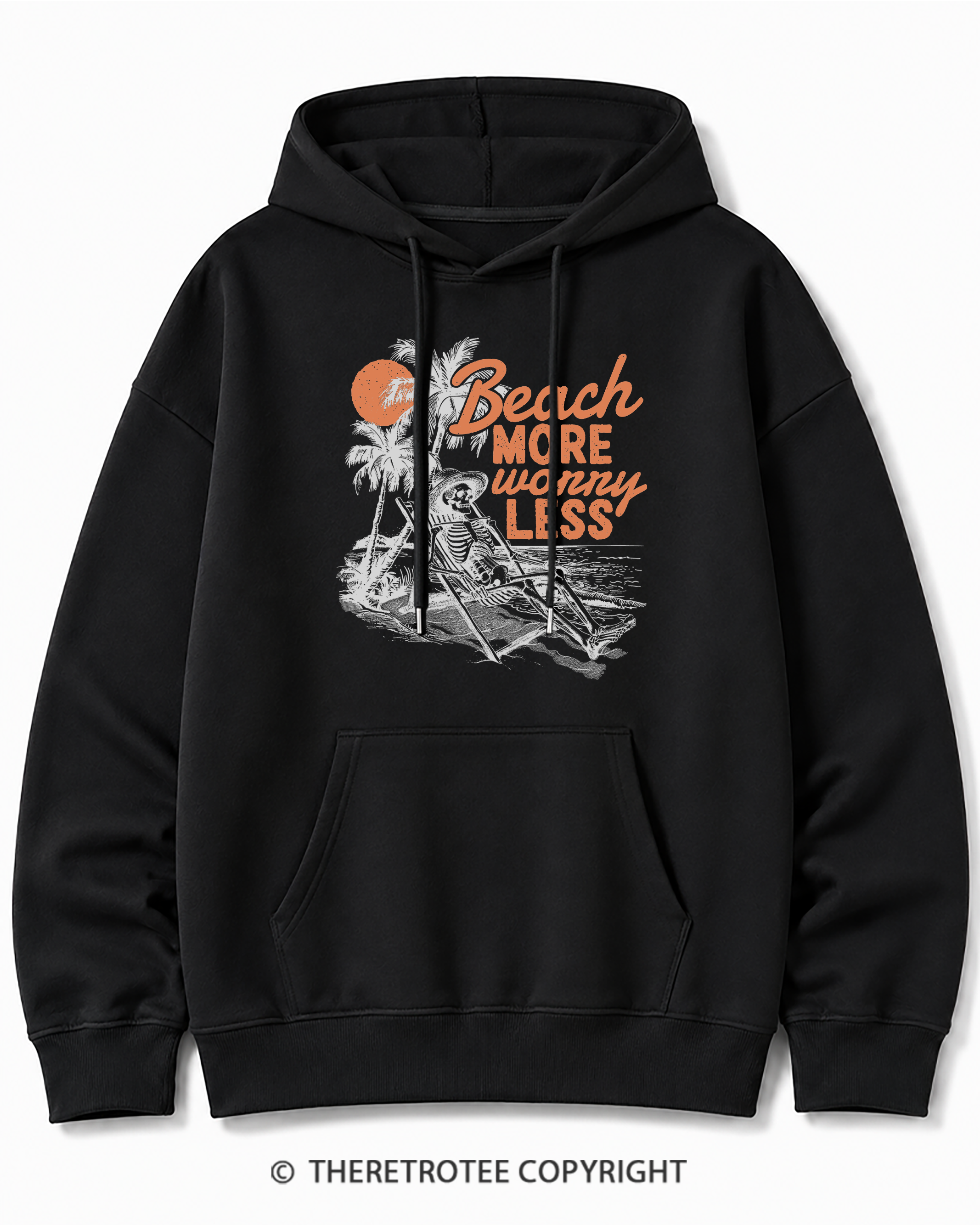 TheRetroTee Beach More Worry Less Cotton Hoodie