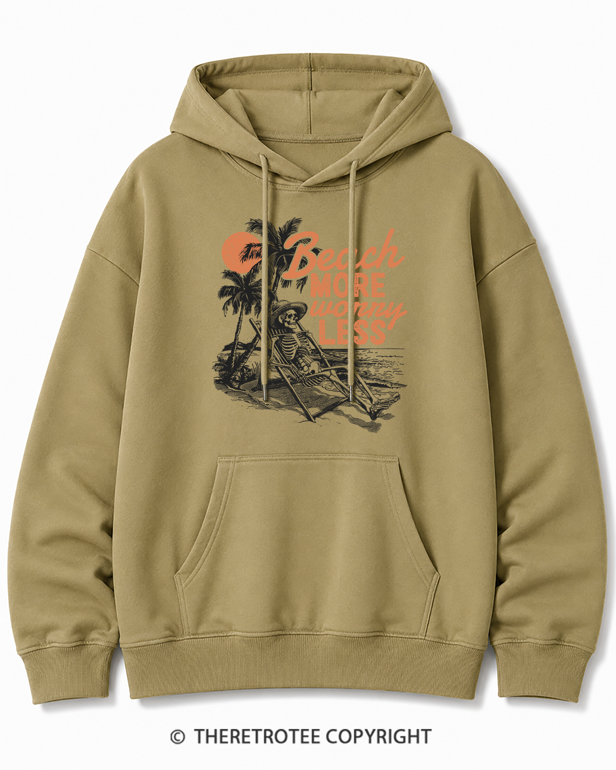 TheRetroTee Beach More Worry Less Cotton Hoodie
