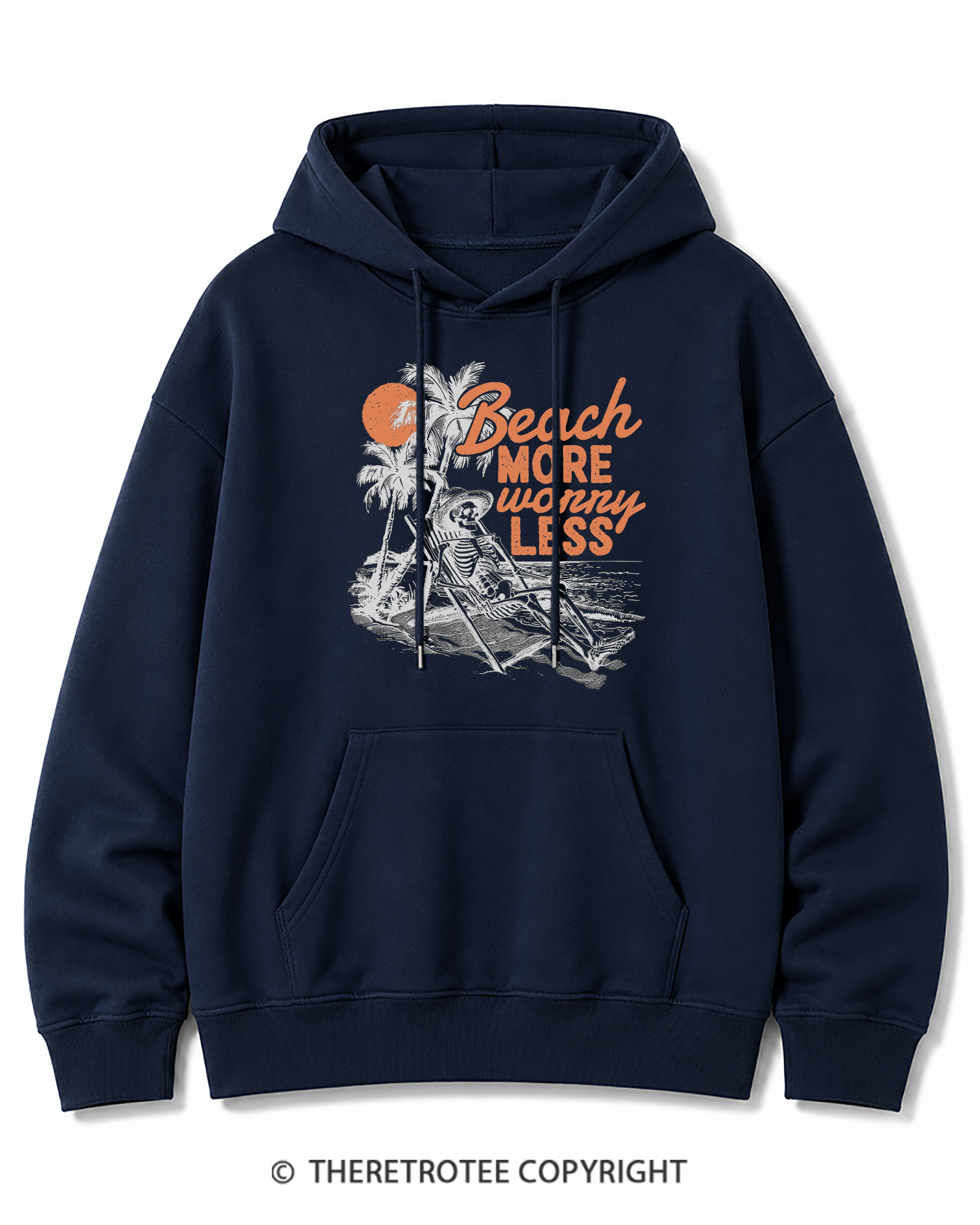 TheRetroTee Beach More Worry Less Cotton Hoodie