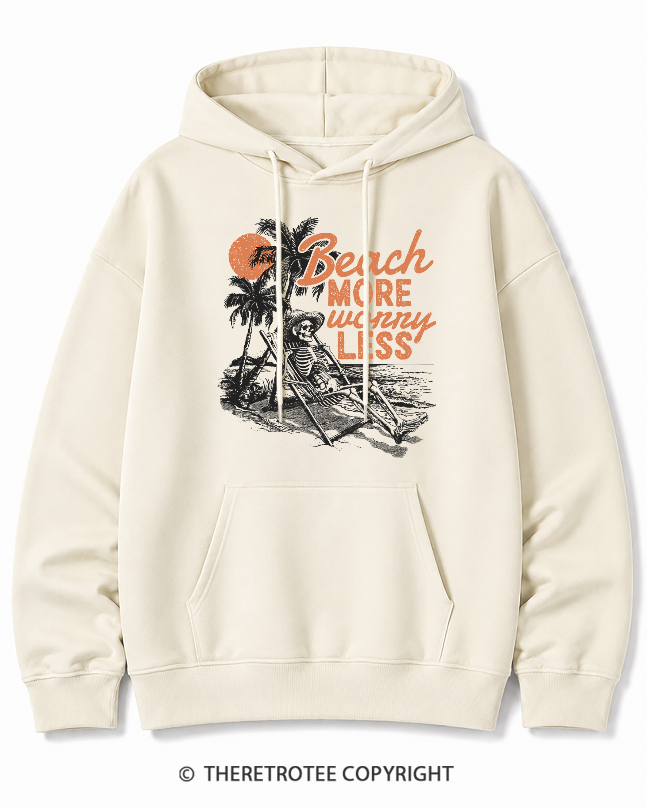 TheRetroTee Beach More Worry Less Cotton Hoodie