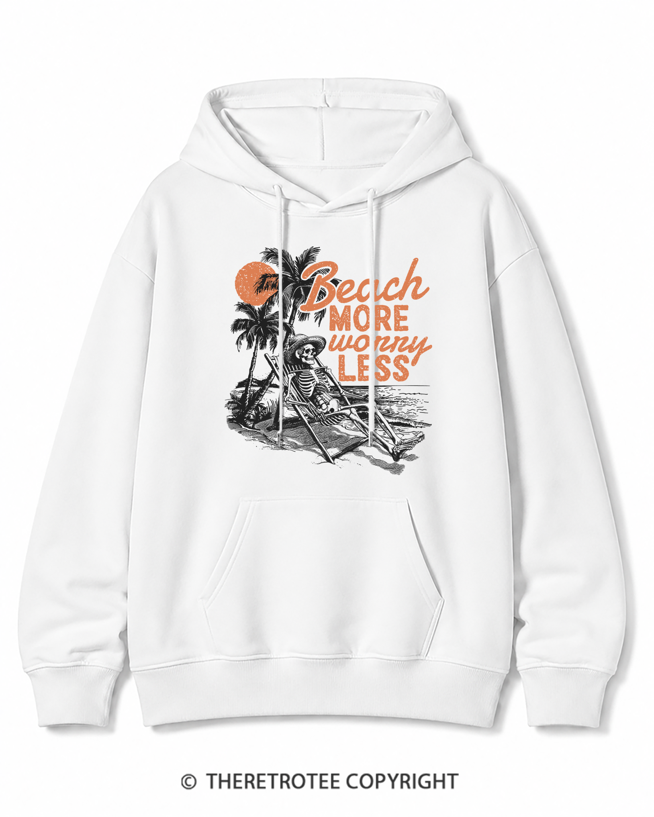 TheRetroTee Beach More Worry Less Cotton Hoodie