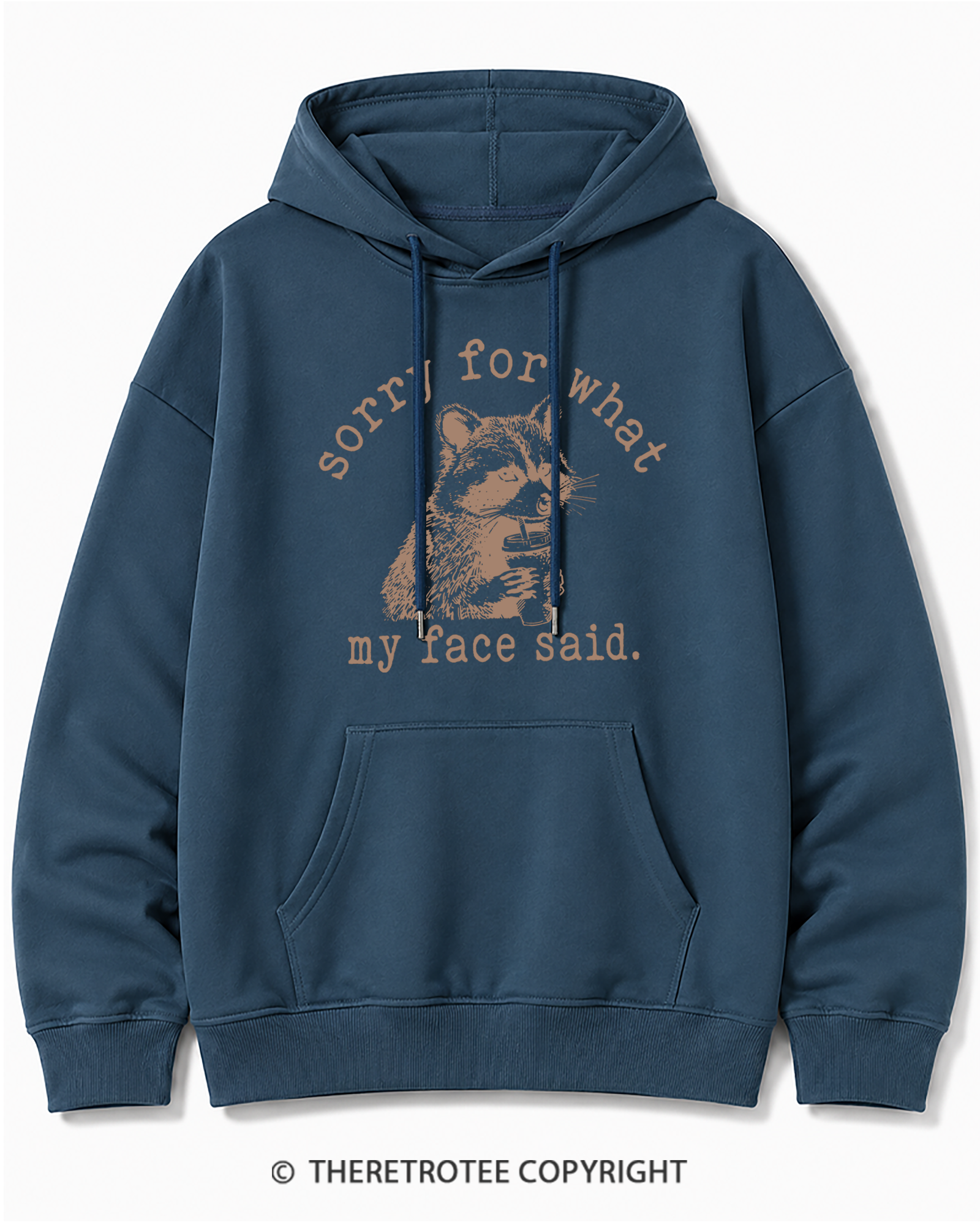 TheRetroTee Sorry For What My Face Said Raccoon 1970s Cotton Hoodie