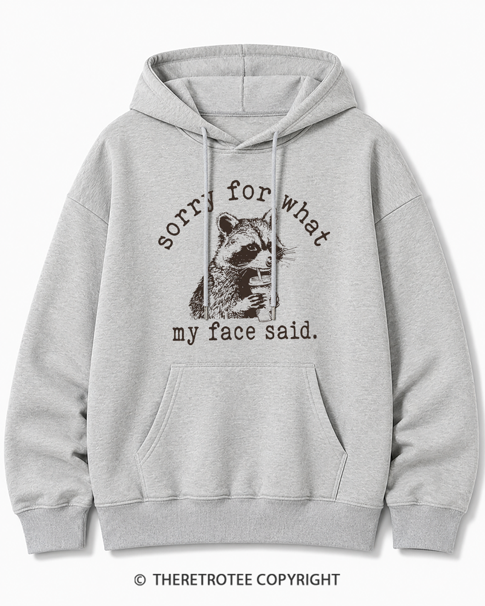 TheRetroTee Sorry For What My Face Said Raccoon 1970s Cotton Hoodie