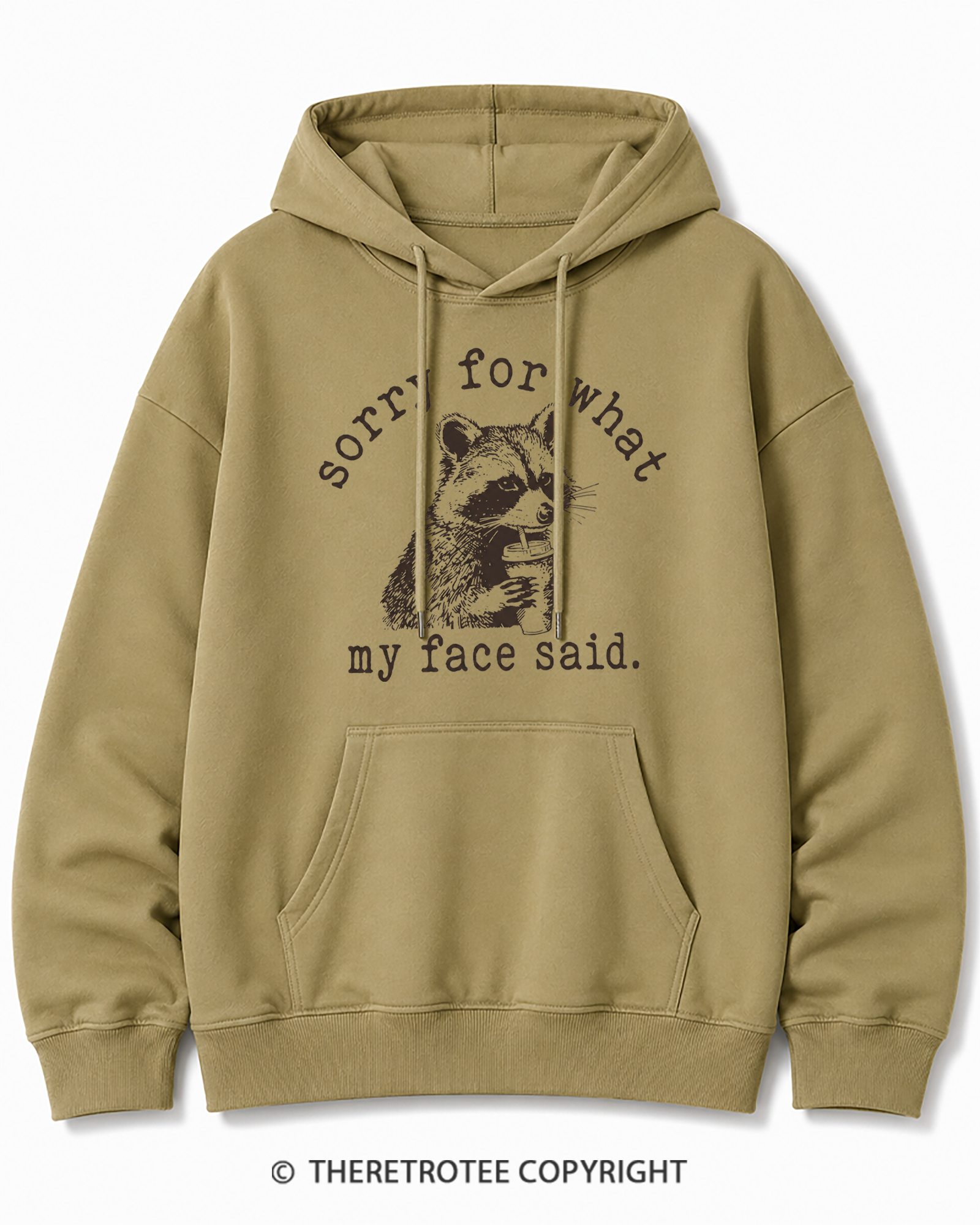 TheRetroTee Sorry For What My Face Said Raccoon 1970s Cotton Hoodie