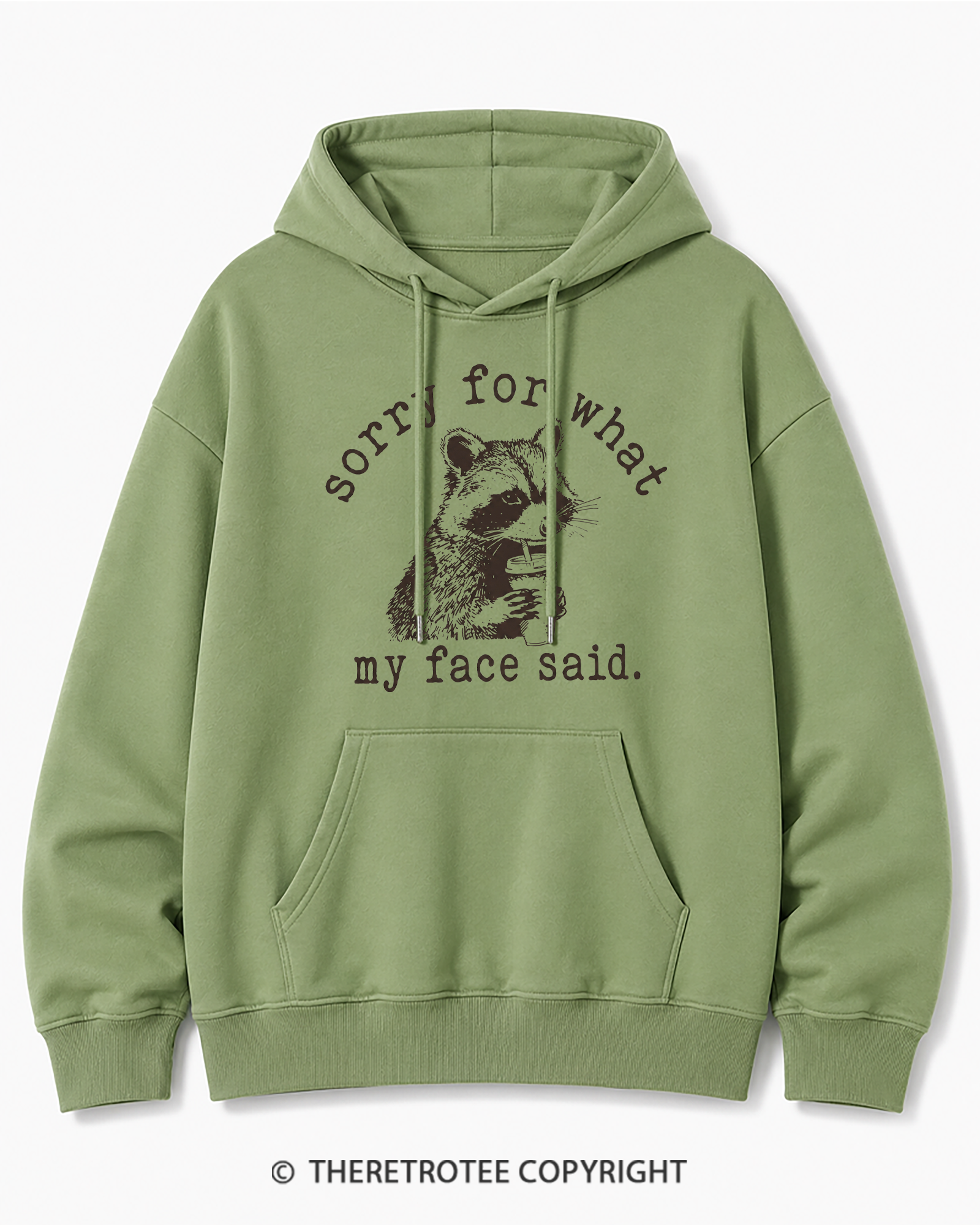 TheRetroTee Sorry For What My Face Said Raccoon 1970s Cotton Hoodie