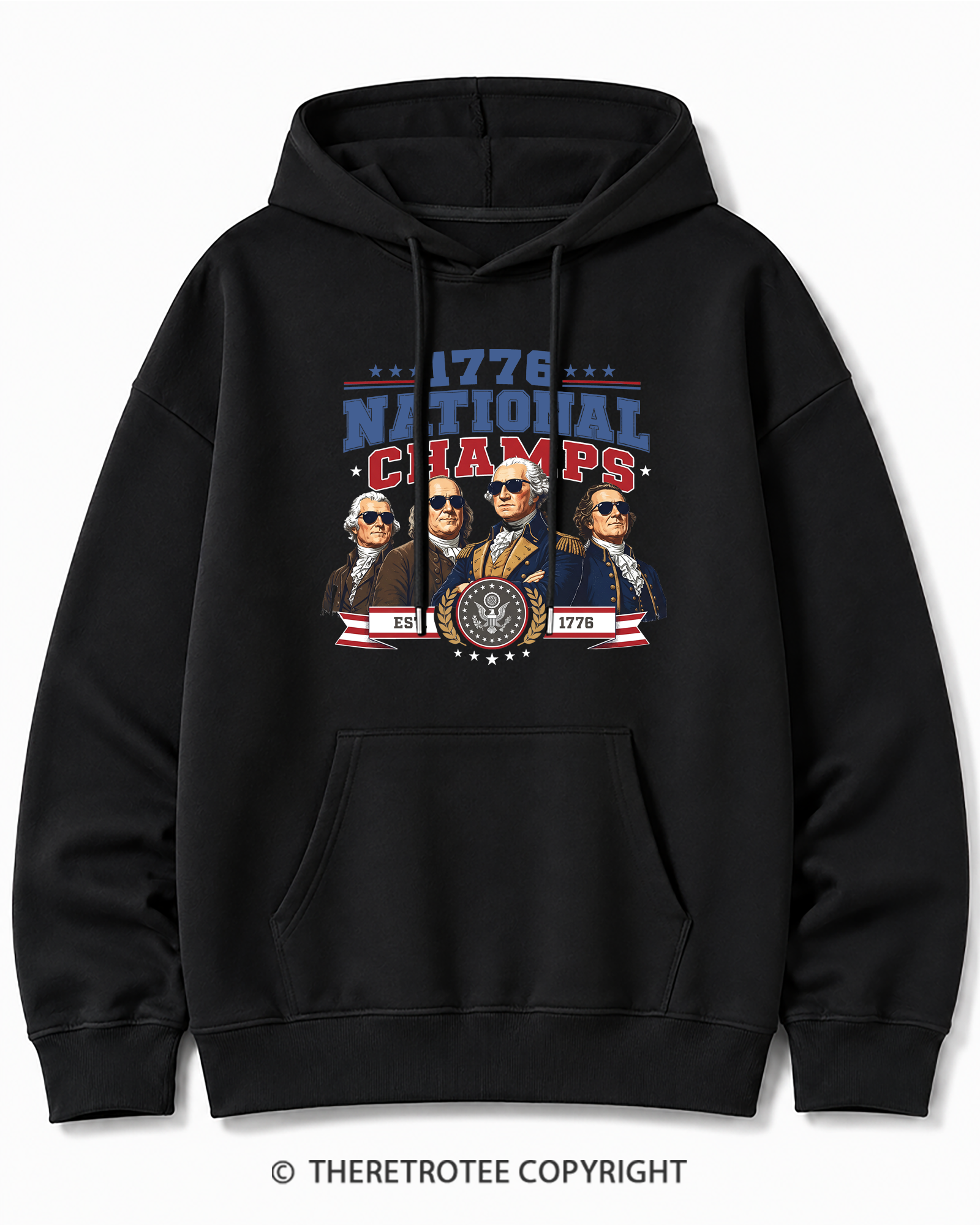 TheRetroTee Funny Founding Fathers 1776 Cotton Hoodie