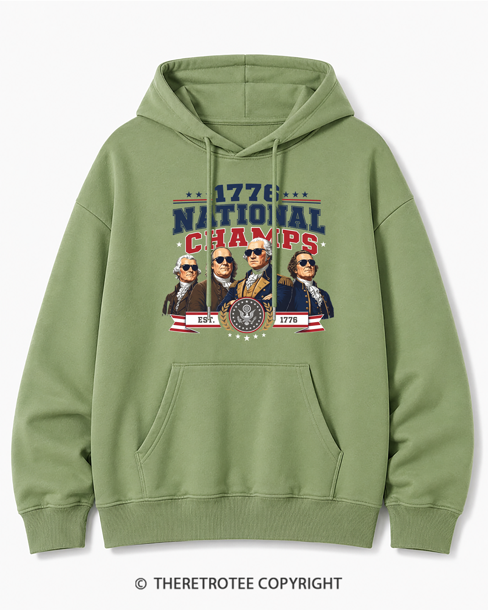 TheRetroTee Funny Founding Fathers 1776 Cotton Hoodie