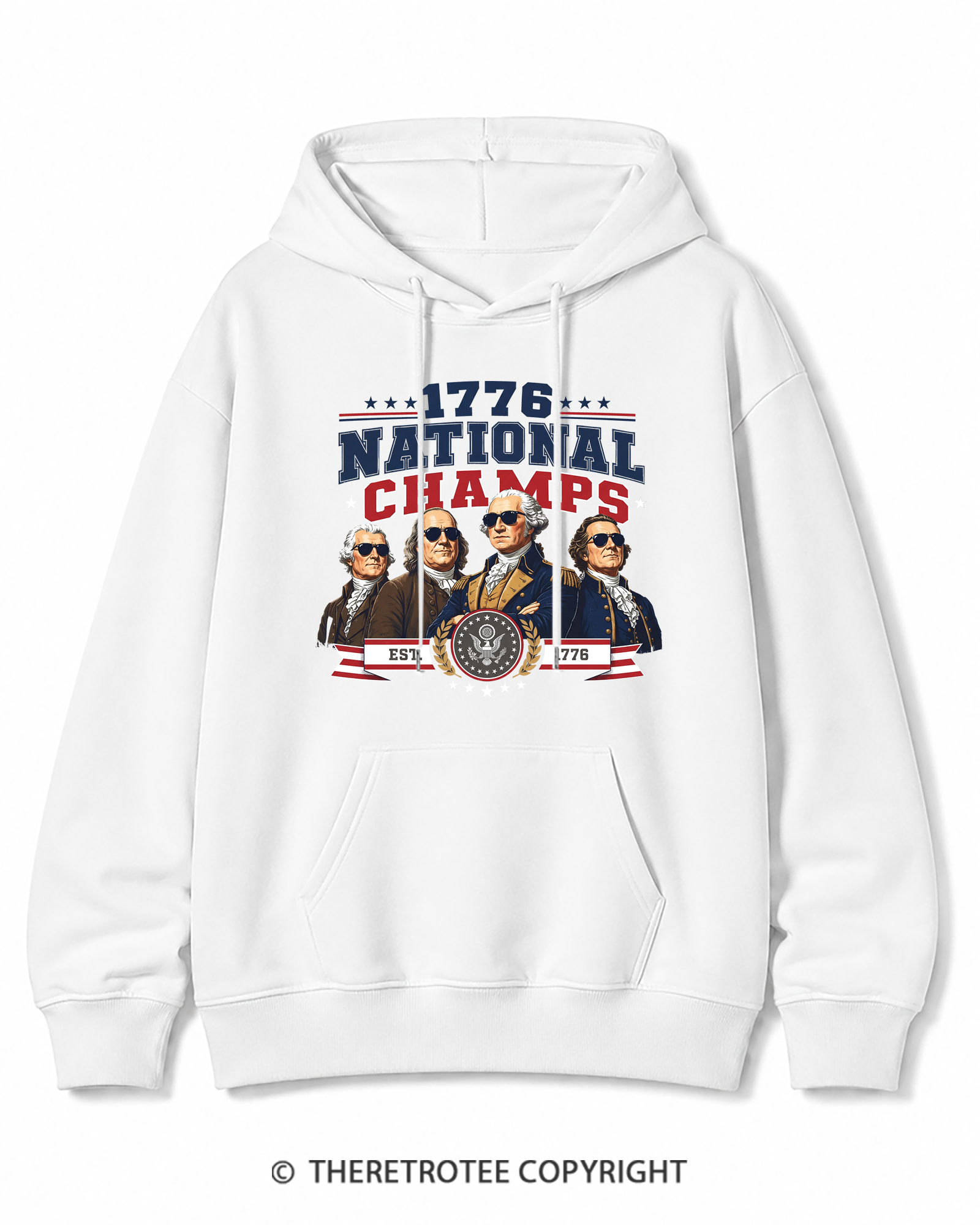 TheRetroTee Funny Founding Fathers 1776 Cotton Hoodie