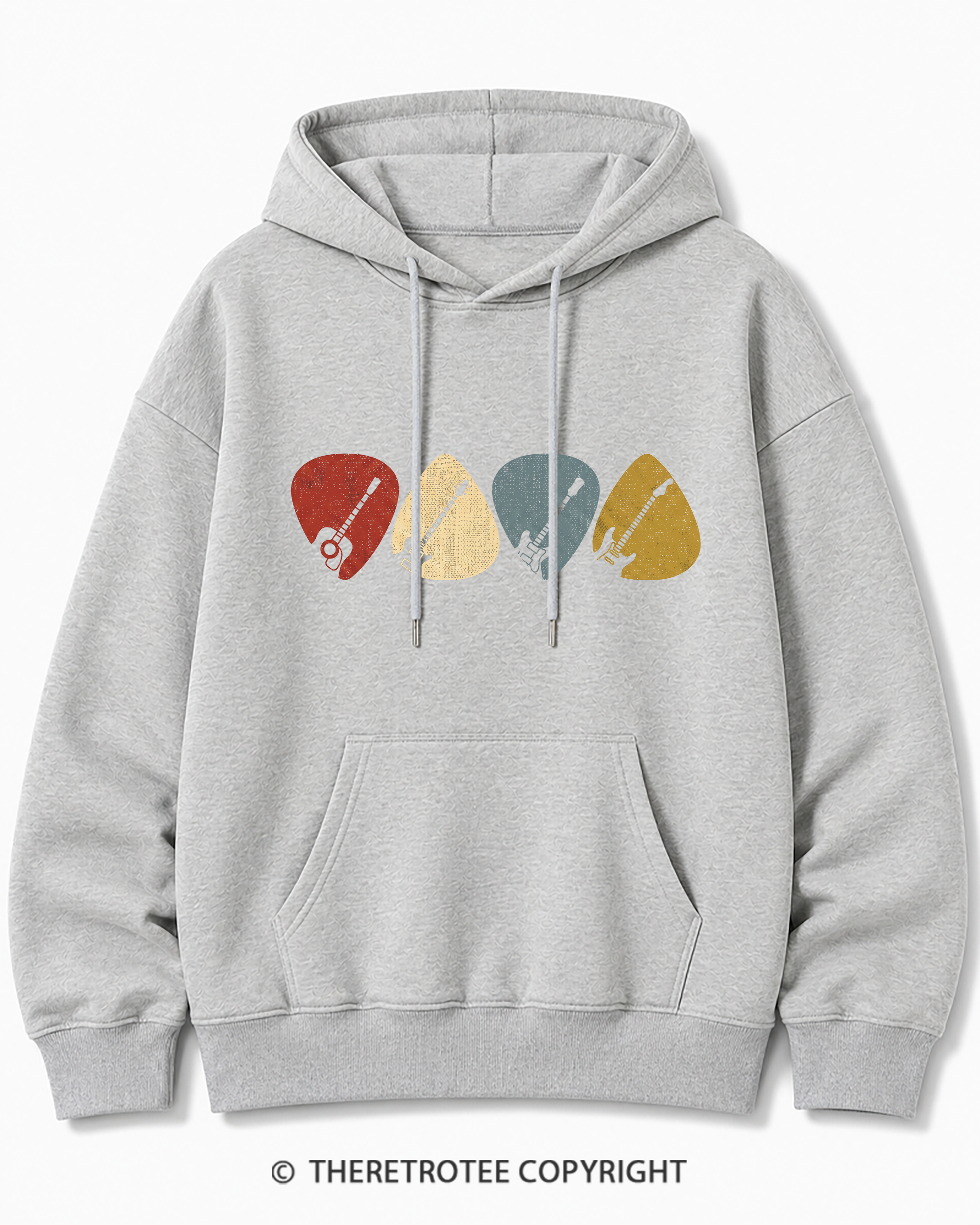 TheRetroTee Guitar Pick Gift For Guitarist 1980s Cotton Hoodie