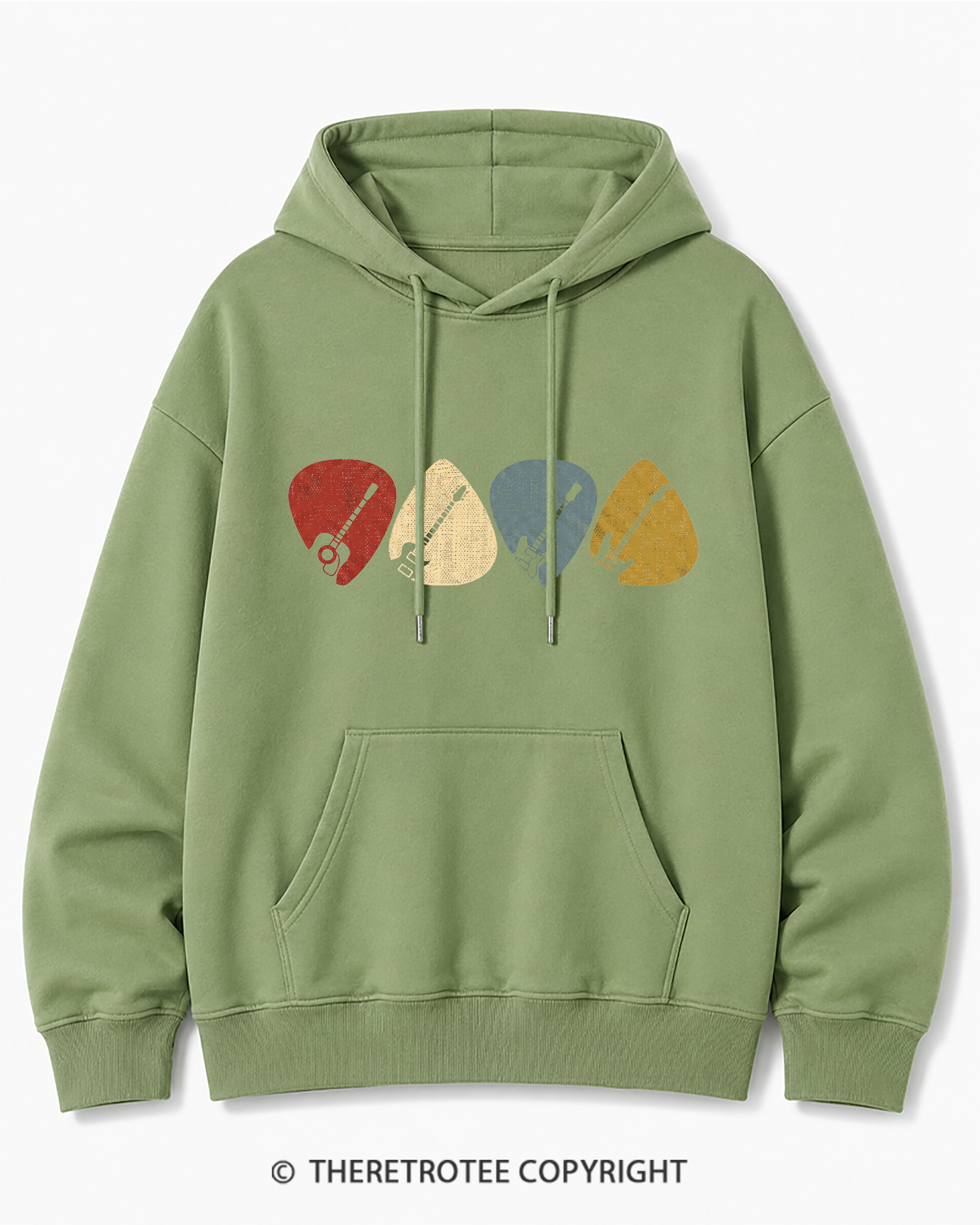 TheRetroTee Guitar Pick Gift For Guitarist 1980s Cotton Hoodie