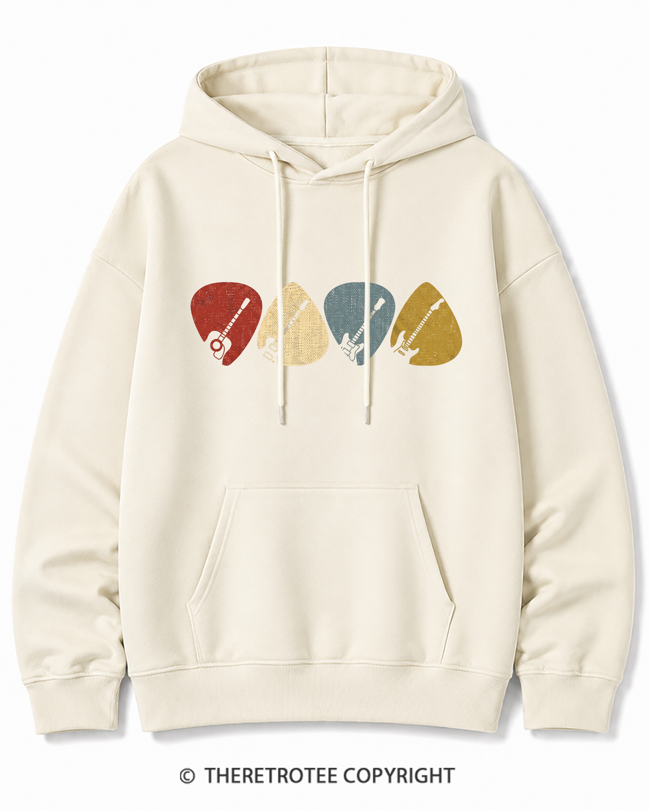 TheRetroTee Guitar Pick Gift For Guitarist 1980s Cotton Hoodie