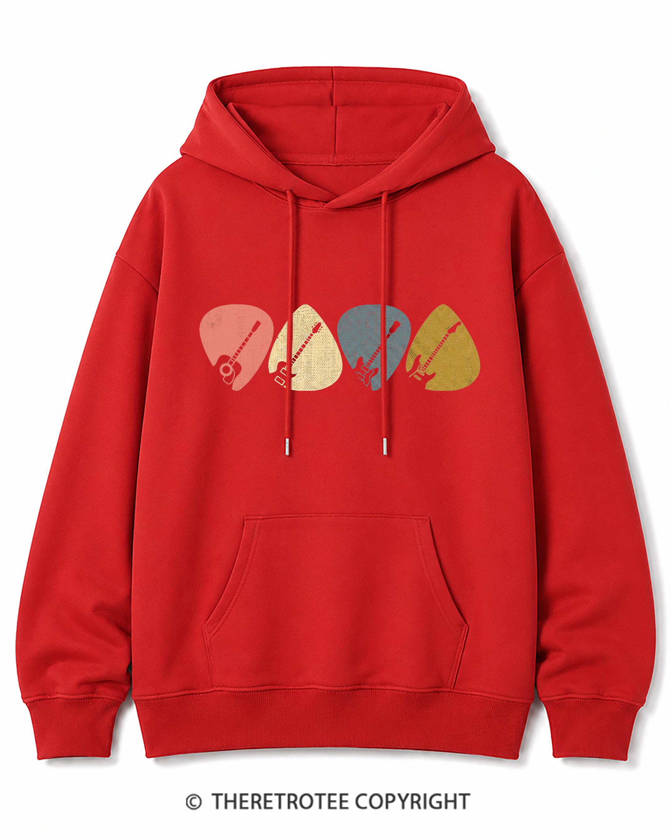 TheRetroTee Guitar Pick Gift For Guitarist 1980s Cotton Hoodie