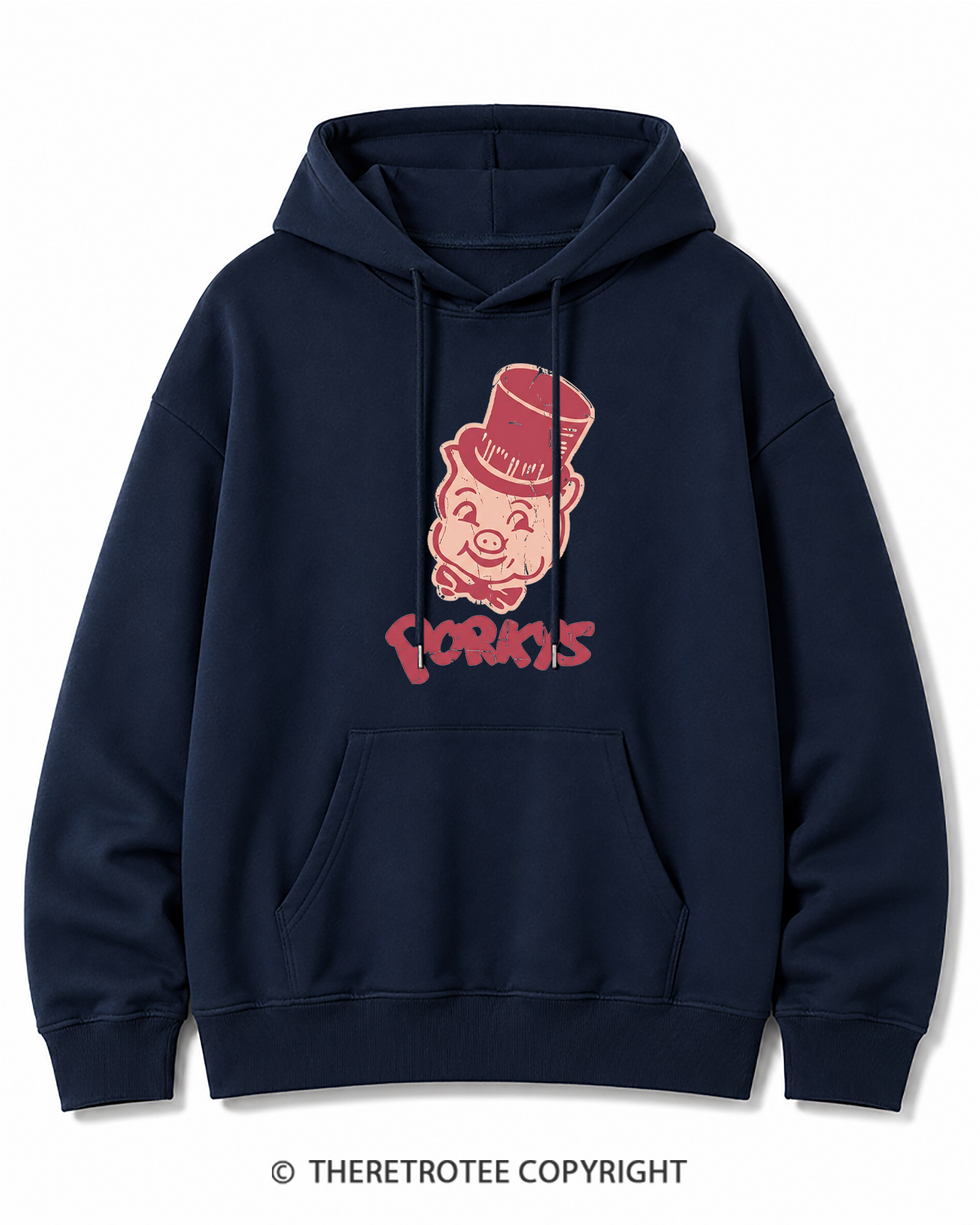 TheRetroTee Classic Whimsical Pig 1950s Cotton Hoodie