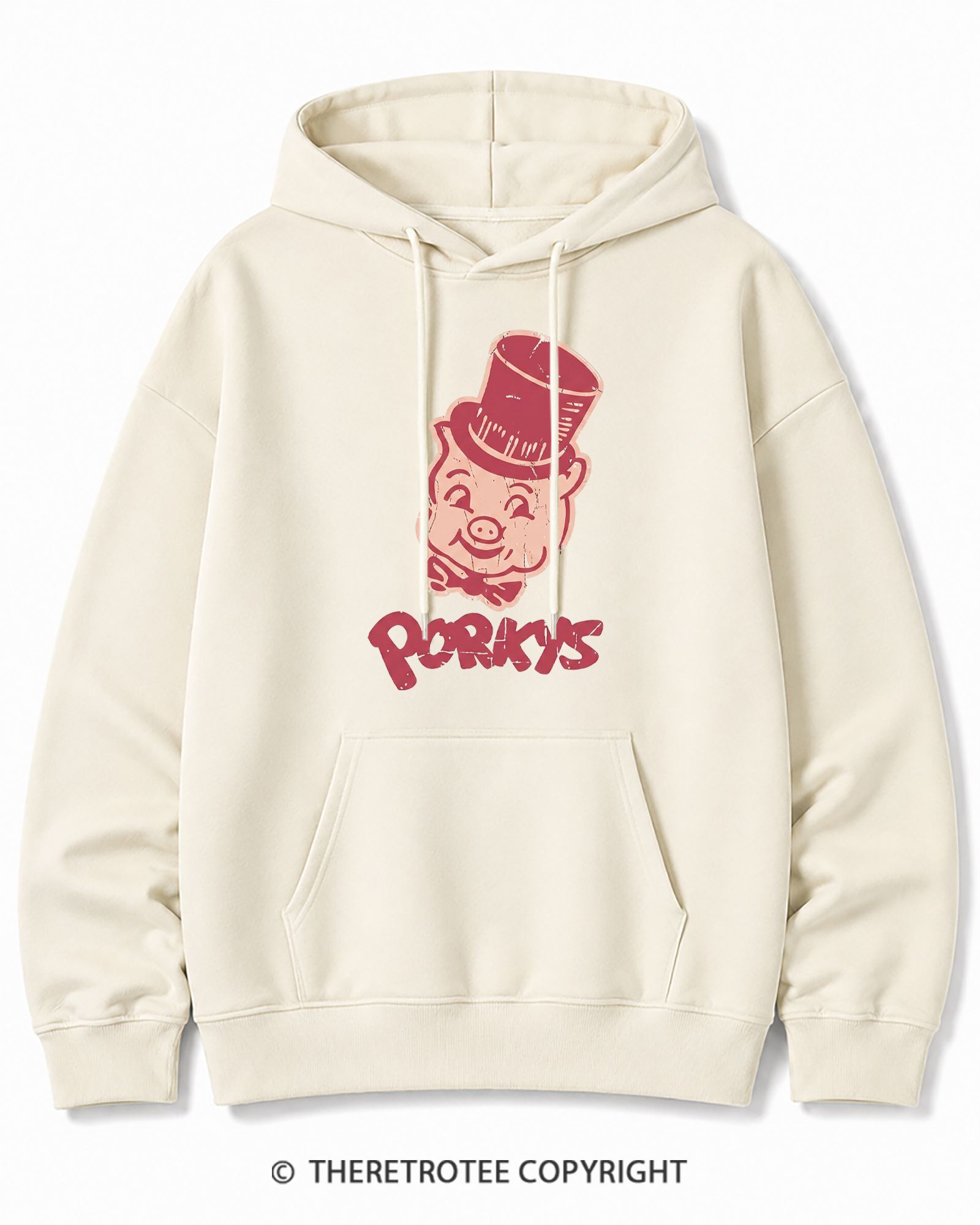 TheRetroTee Classic Whimsical Pig 1950s Cotton Hoodie