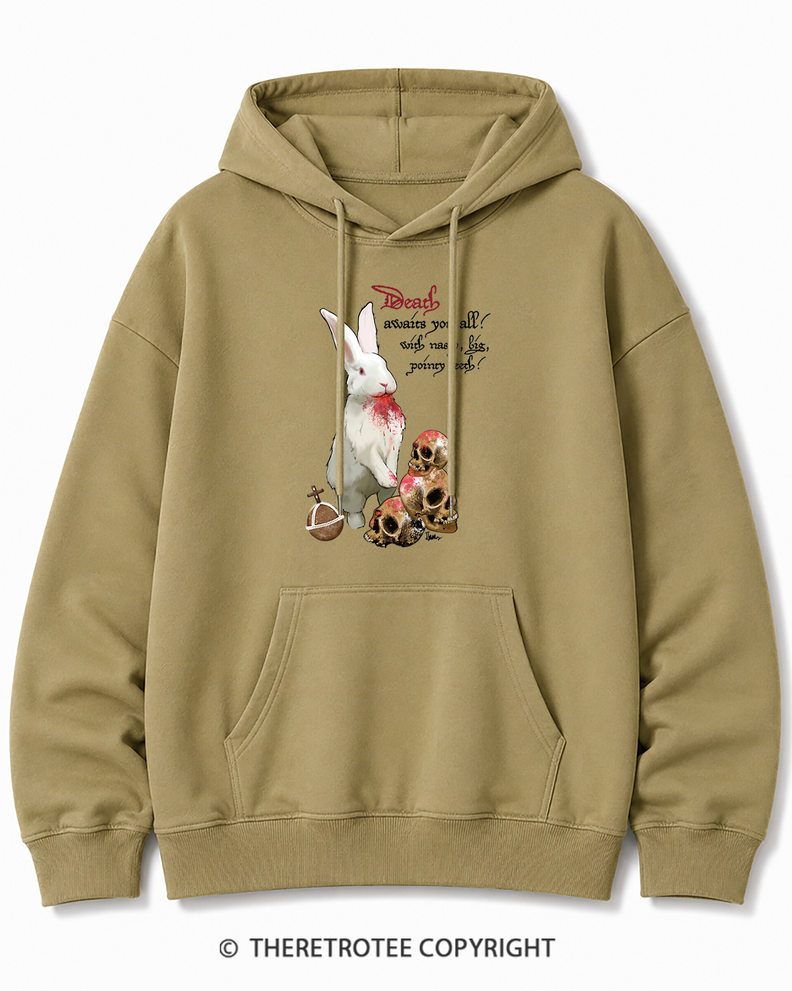 TheRetroTee Killer Rabbit of Caerbannog 1970s Cotton Hoodie
