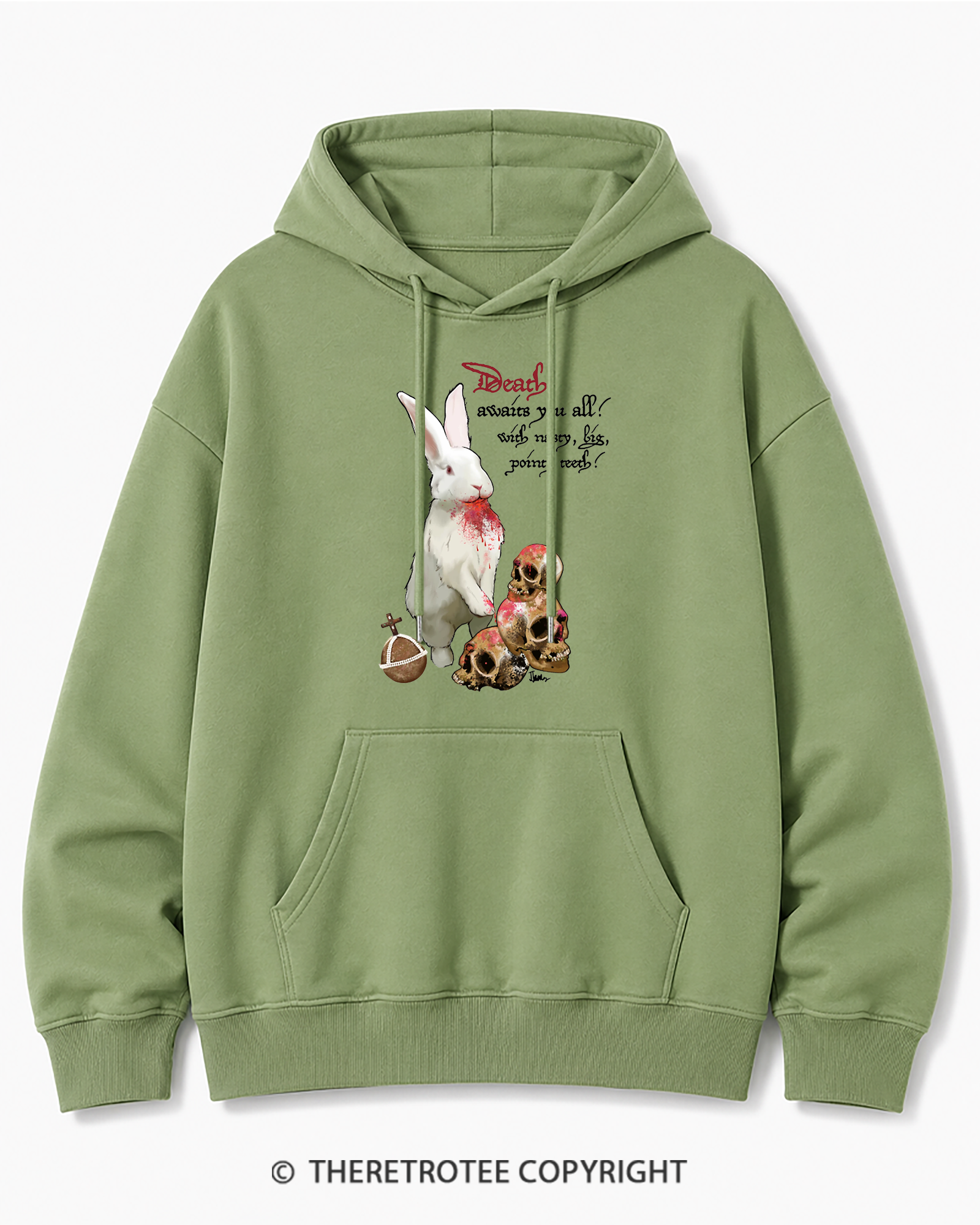 TheRetroTee Killer Rabbit of Caerbannog 1970s Cotton Hoodie