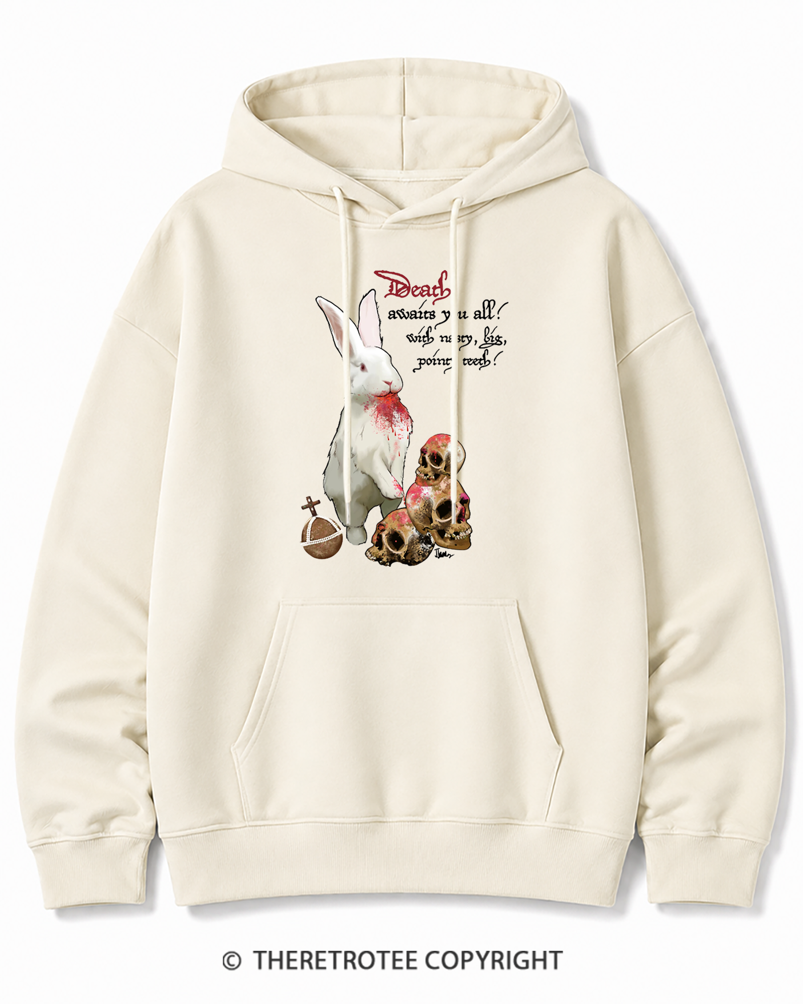 TheRetroTee Killer Rabbit of Caerbannog 1970s Cotton Hoodie