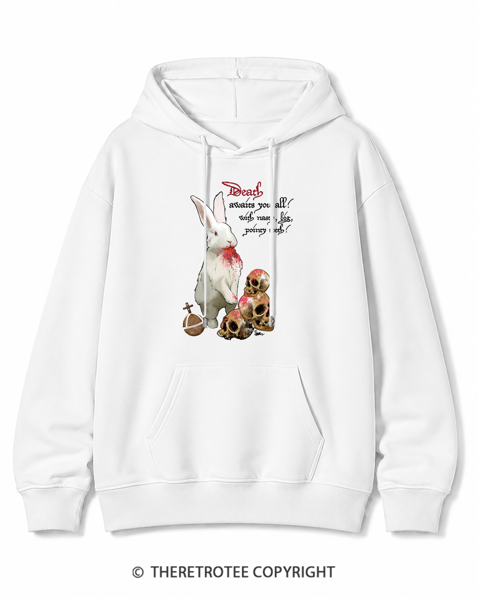 TheRetroTee Killer Rabbit of Caerbannog 1970s Cotton Hoodie