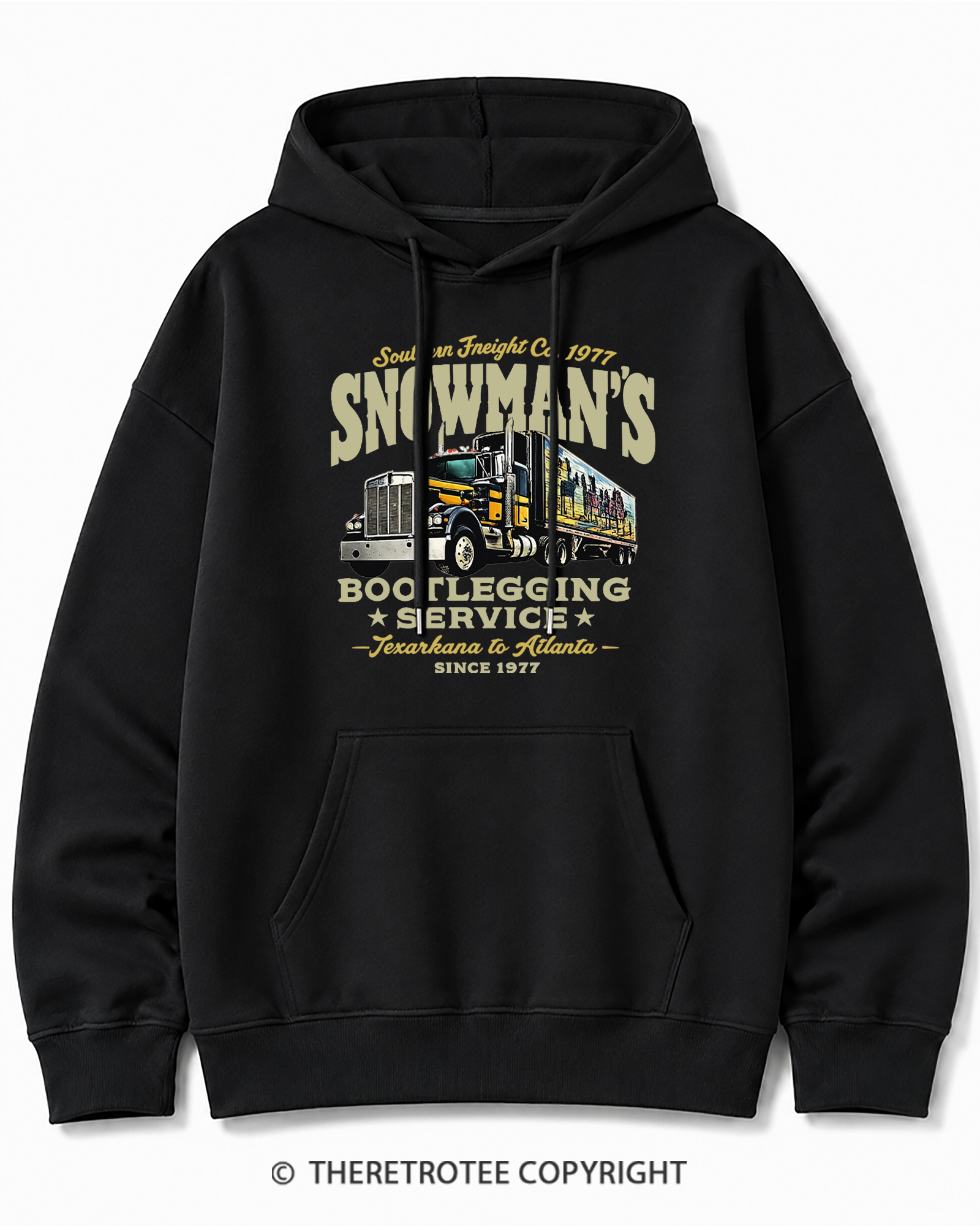 TheRetroTee Snowman's Bootlegging Service 1970s Cotton Hoodie