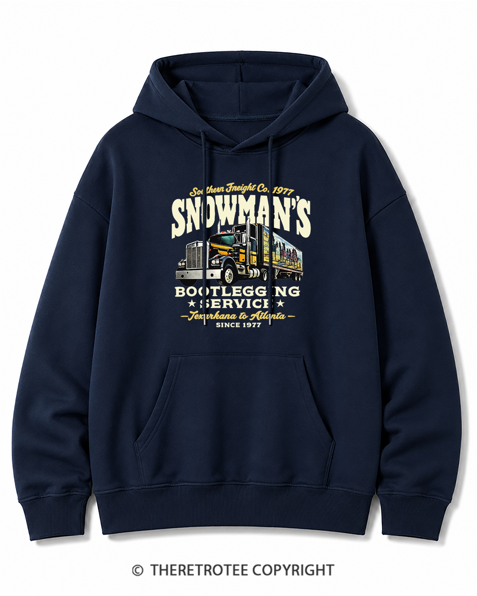 TheRetroTee Snowman's Bootlegging Service 1970s Cotton Hoodie