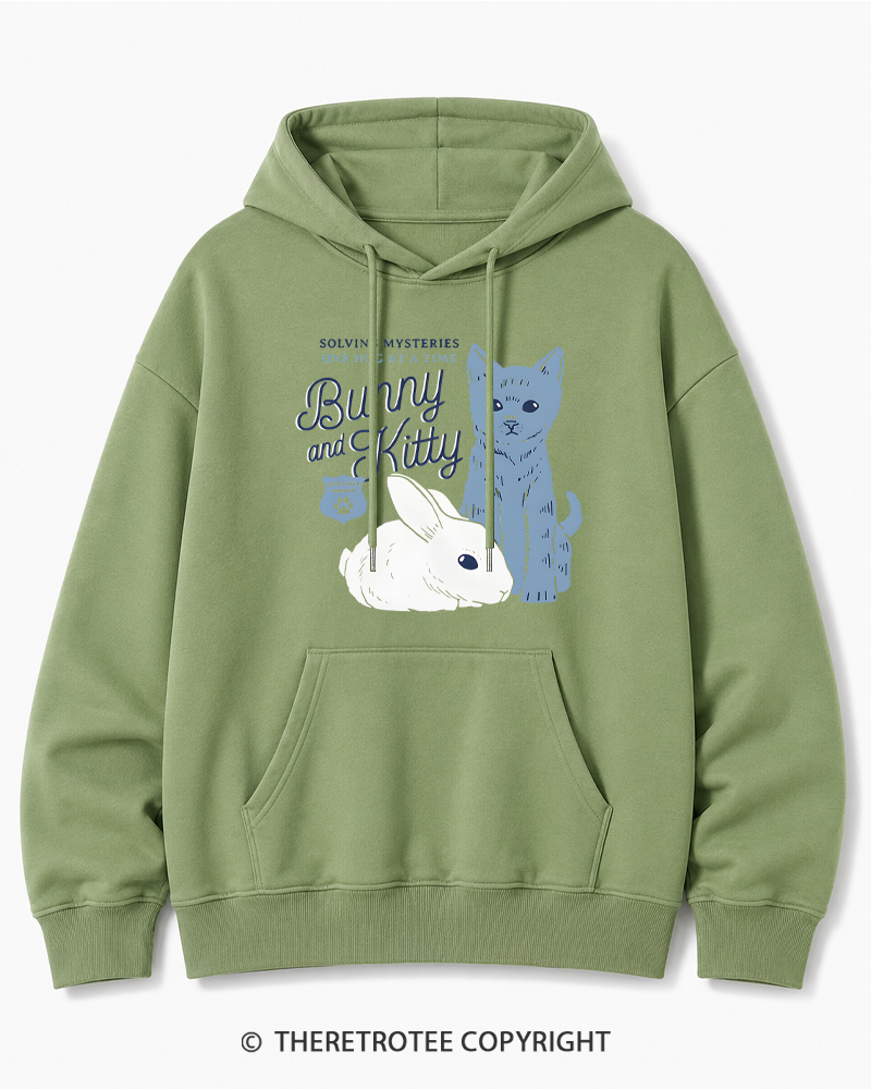 TheRetroTee Bunny and Kitty Cotton Hoodie