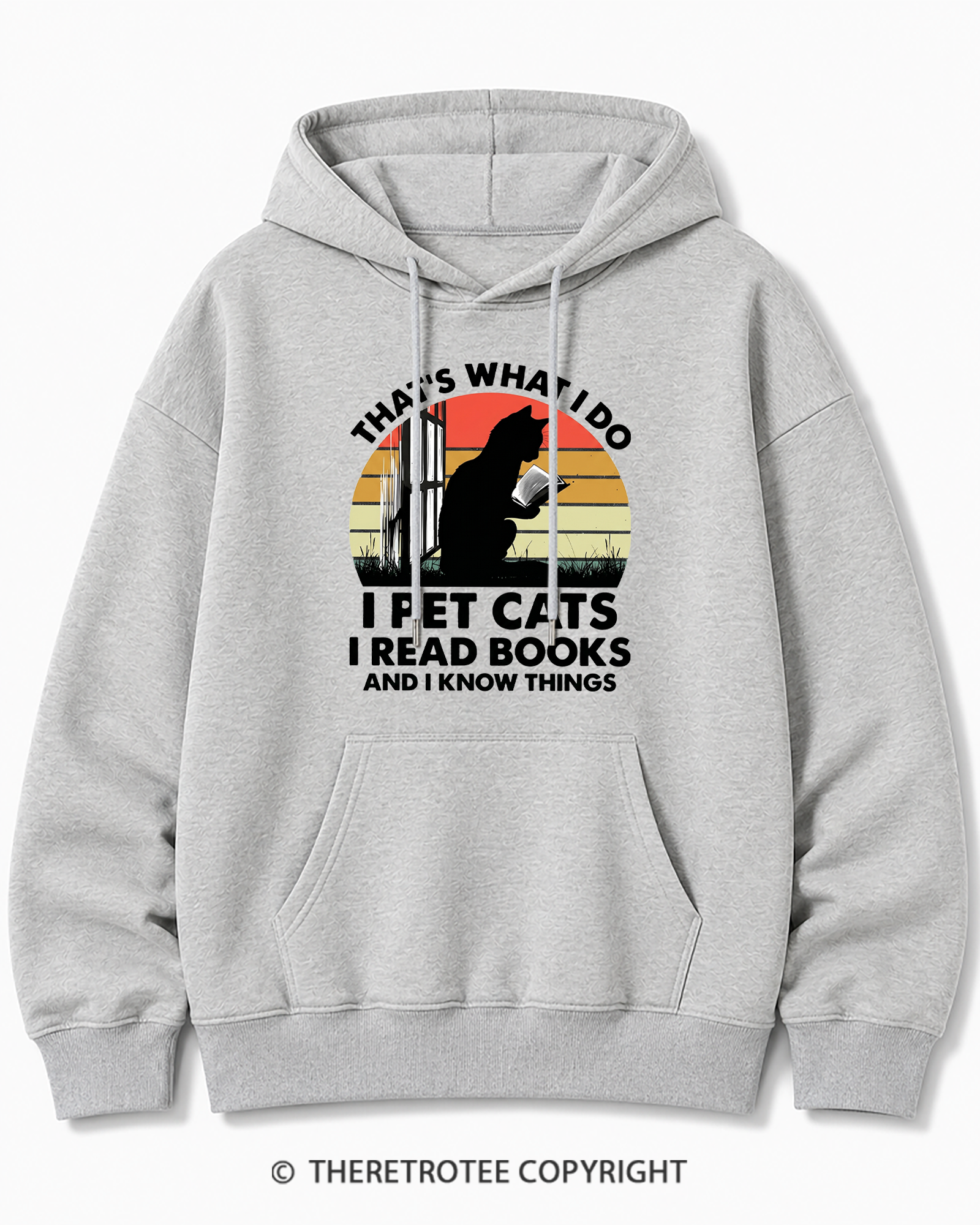 TheRetroTee That's What I Do I Pet Cats I Read Books Vintage Graphic Cotton Hoodie