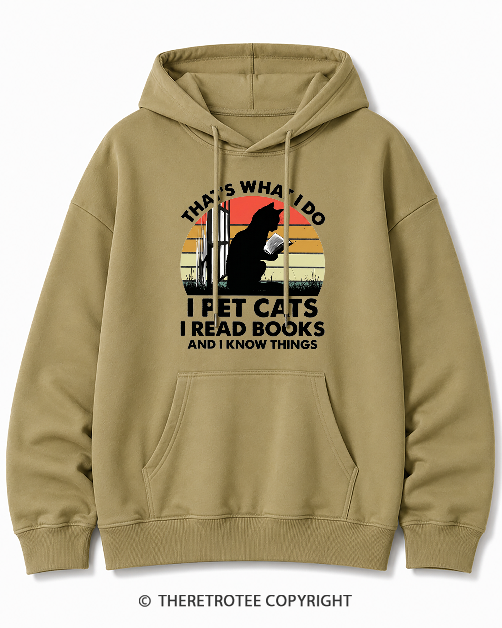 TheRetroTee That's What I Do I Pet Cats I Read Books Vintage Graphic Cotton Hoodie