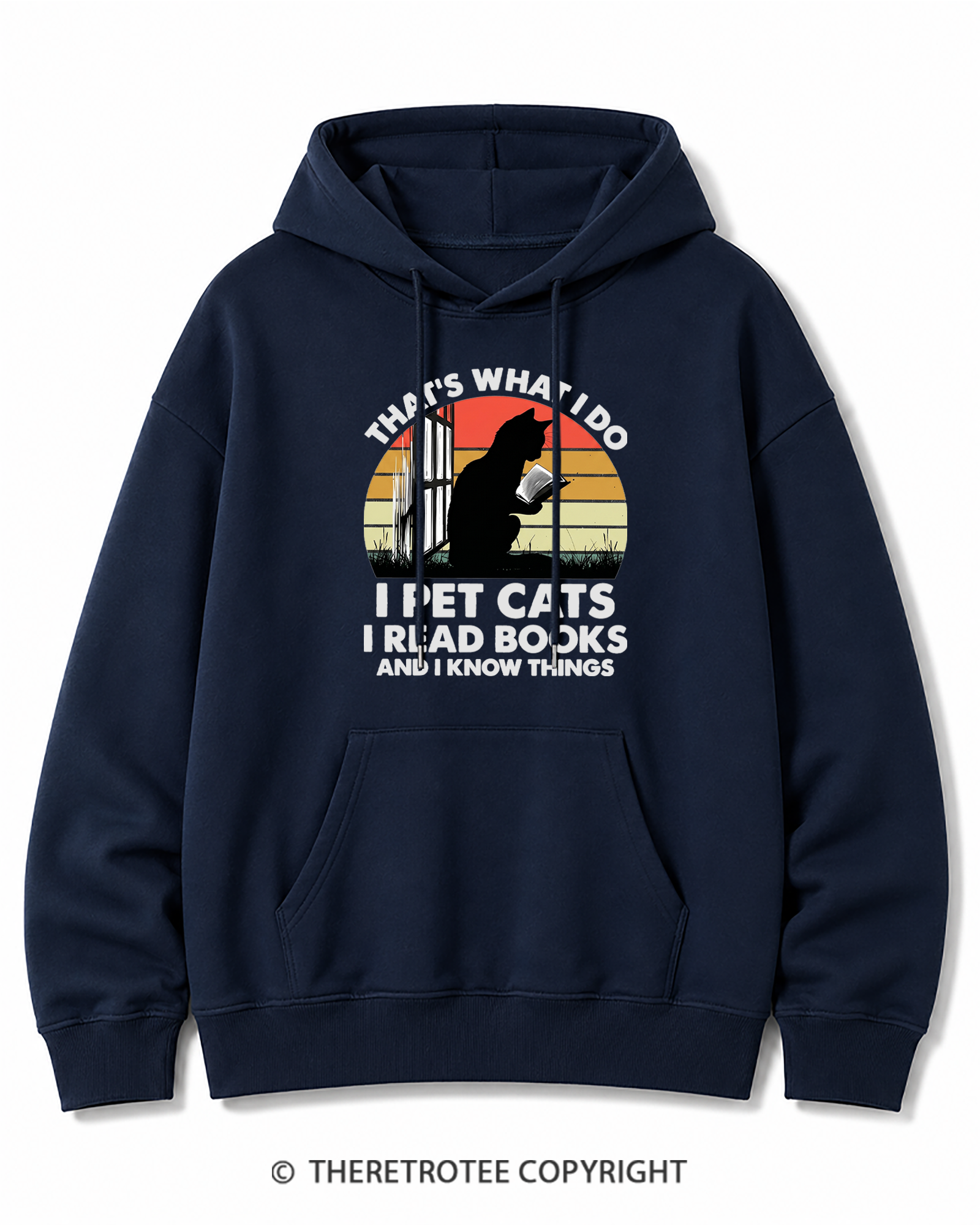 TheRetroTee That's What I Do I Pet Cats I Read Books Vintage Graphic Cotton Hoodie