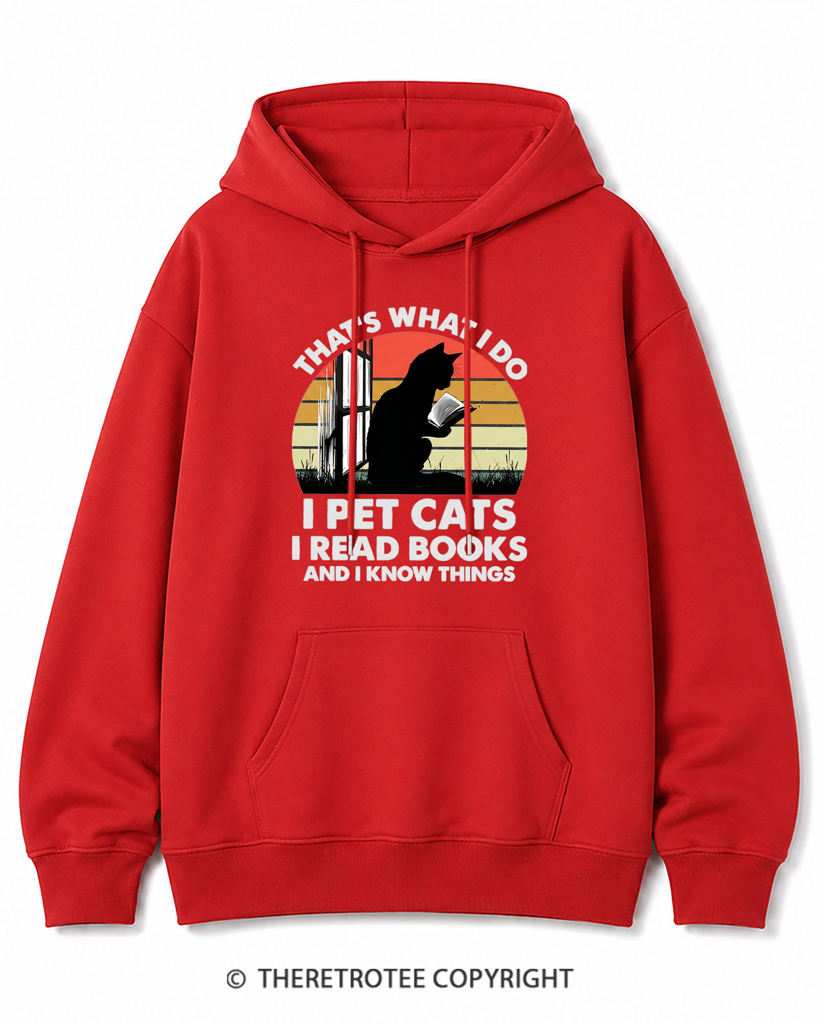 TheRetroTee That's What I Do I Pet Cats I Read Books Vintage Graphic Cotton Hoodie