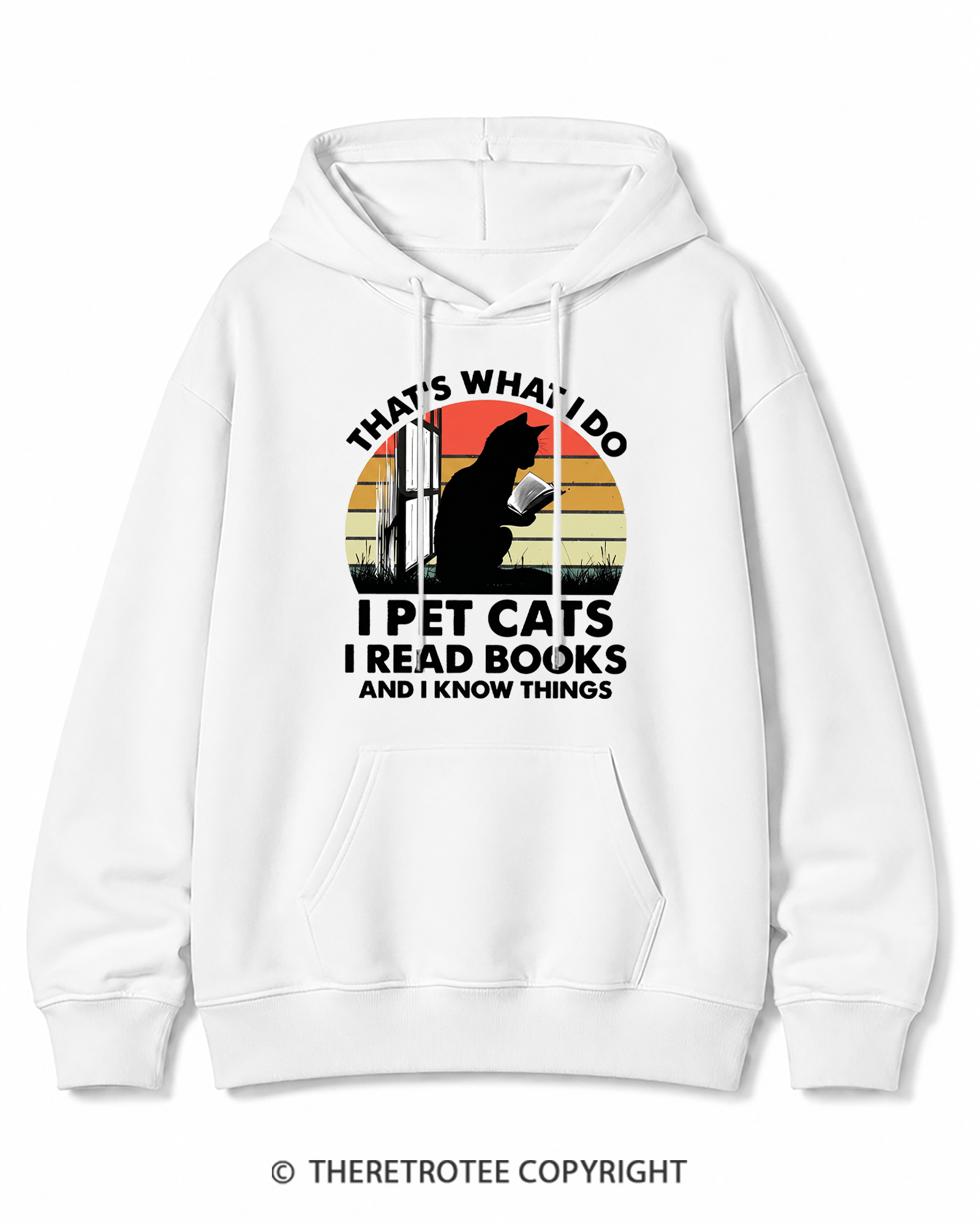 TheRetroTee That's What I Do I Pet Cats I Read Books Vintage Graphic Cotton Hoodie
