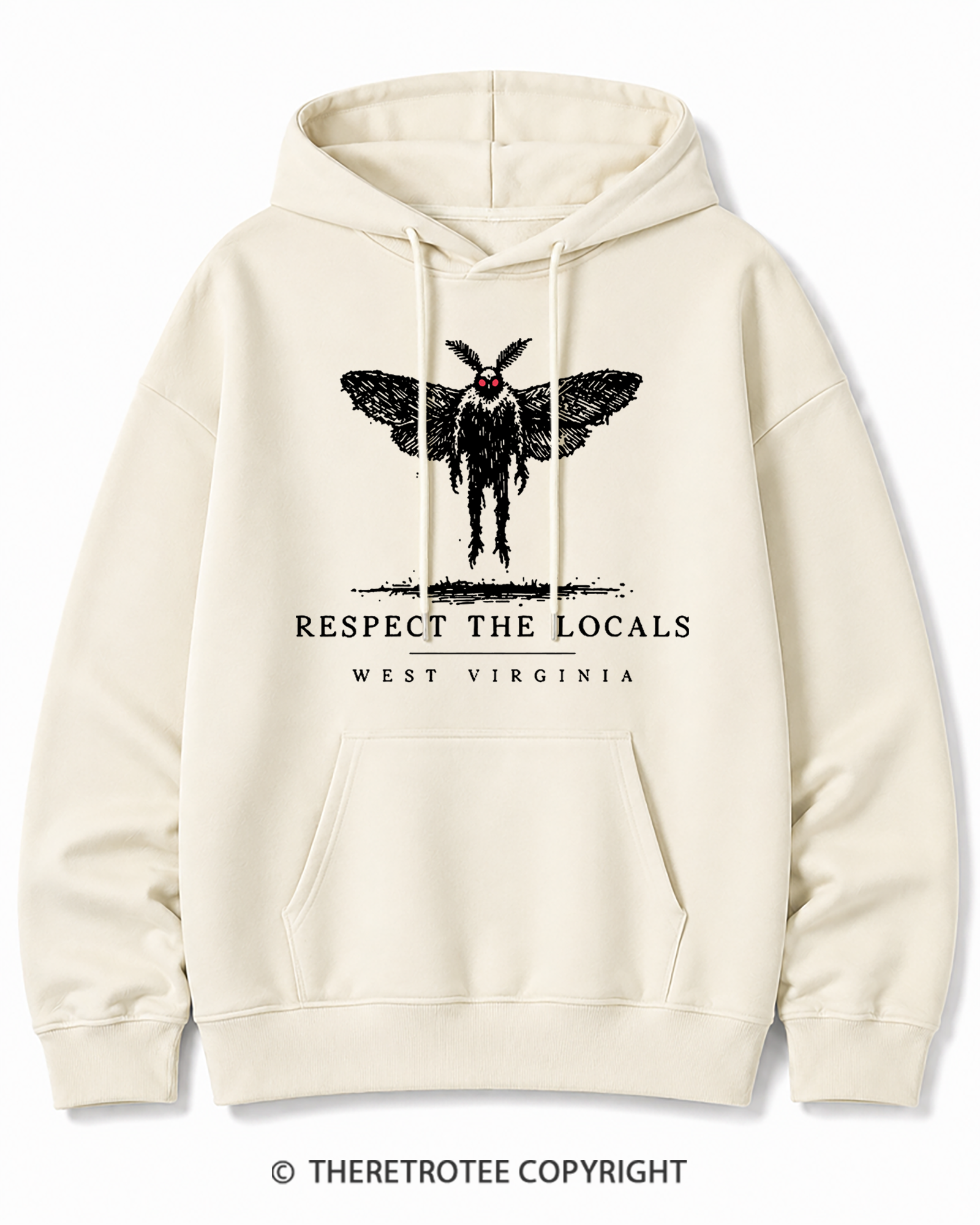 TheRetroTee West Virginia Mothman Cryptid Cotton Hoodie