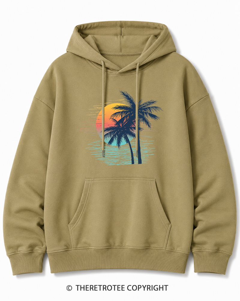 TheRetroTee Tropical Sunset 1970s Cotton Hoodie