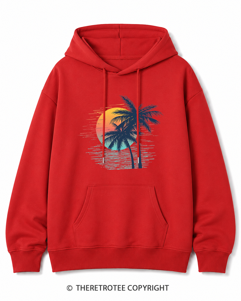 TheRetroTee Tropical Sunset 1970s Cotton Hoodie