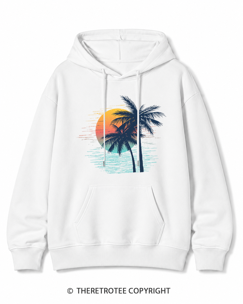 TheRetroTee Tropical Sunset 1970s Cotton Hoodie