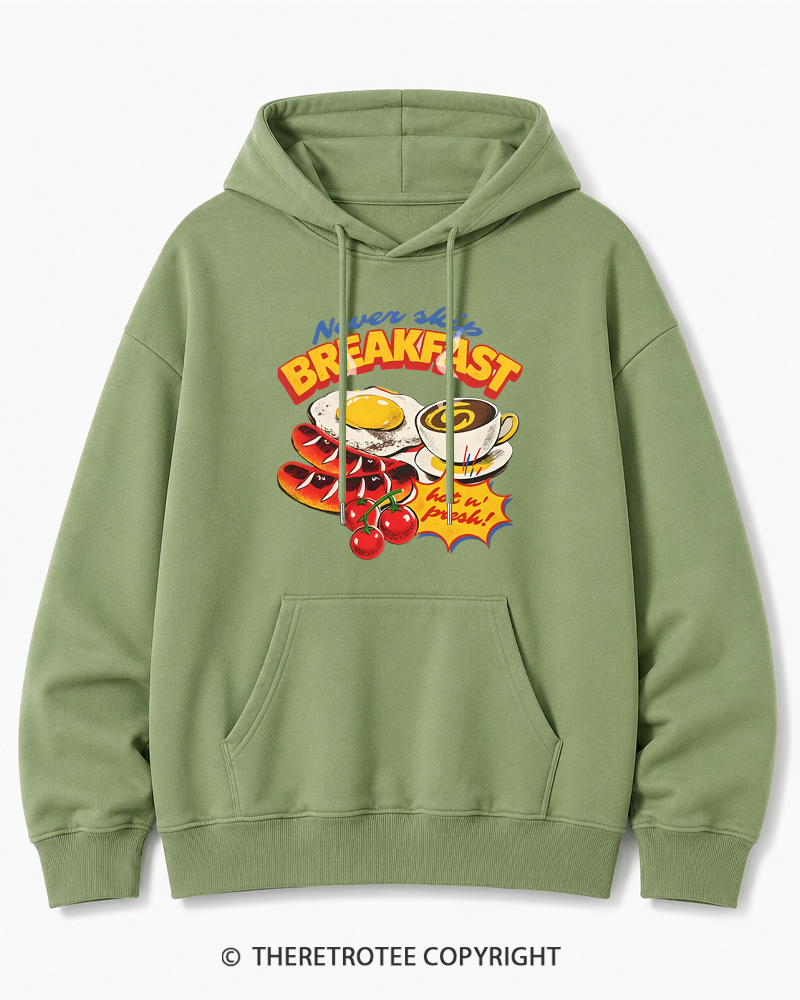 TheRetroTee Never Skip Breakfast 1960s Cotton Hoodie