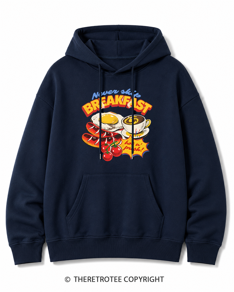 TheRetroTee Never Skip Breakfast 1960s Cotton Hoodie