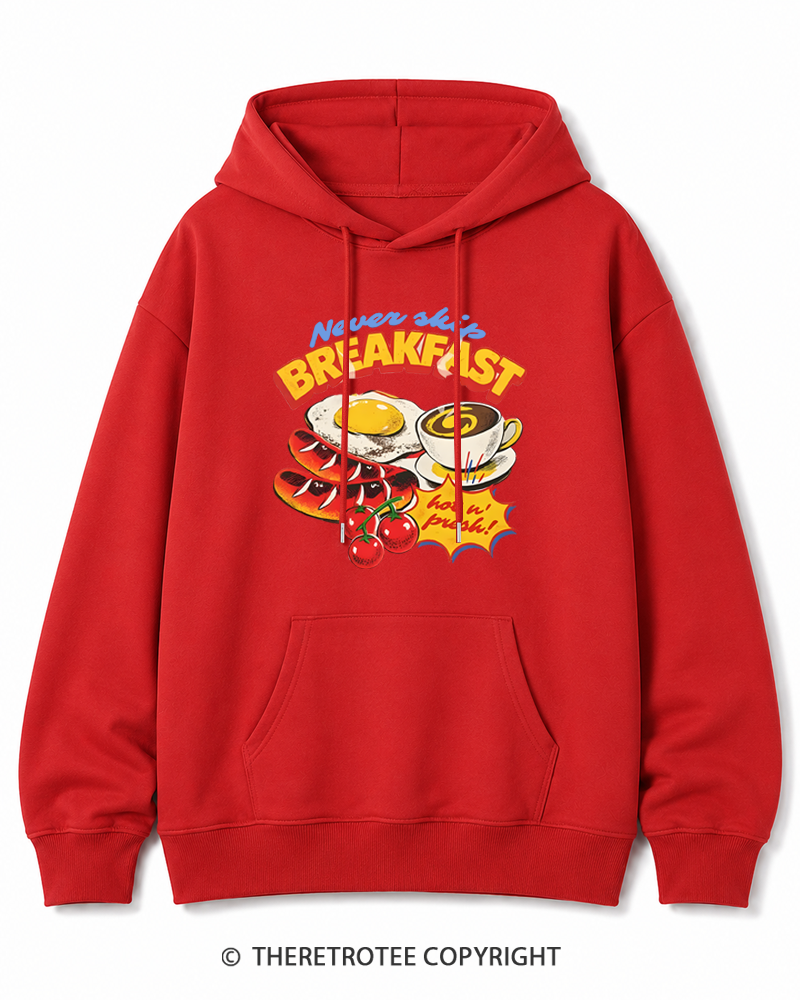 TheRetroTee Never Skip Breakfast 1960s Cotton Hoodie