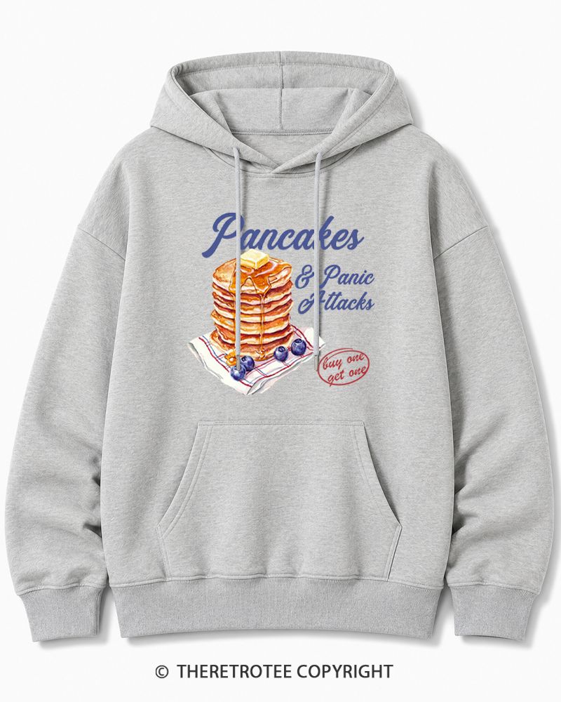 TheRetroTee Pancakes & Panic Attacks 1960s Cotton Hoodie