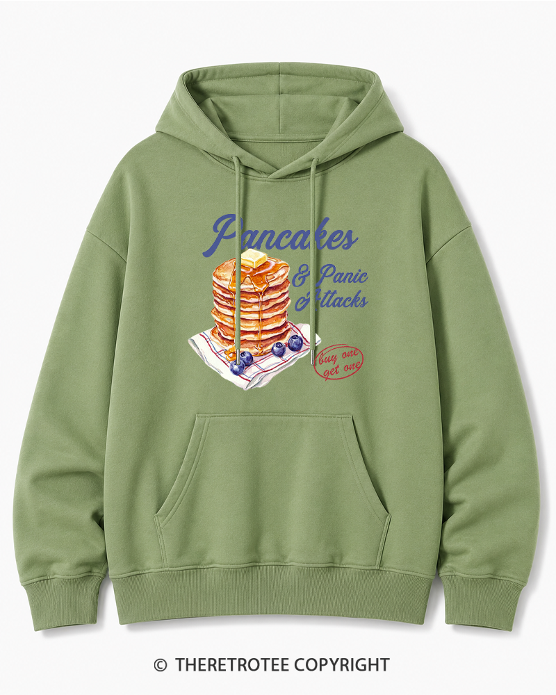 TheRetroTee Pancakes & Panic Attacks 1960s Cotton Hoodie