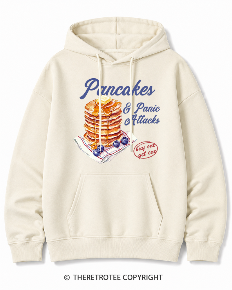 TheRetroTee Pancakes & Panic Attacks 1960s Cotton Hoodie